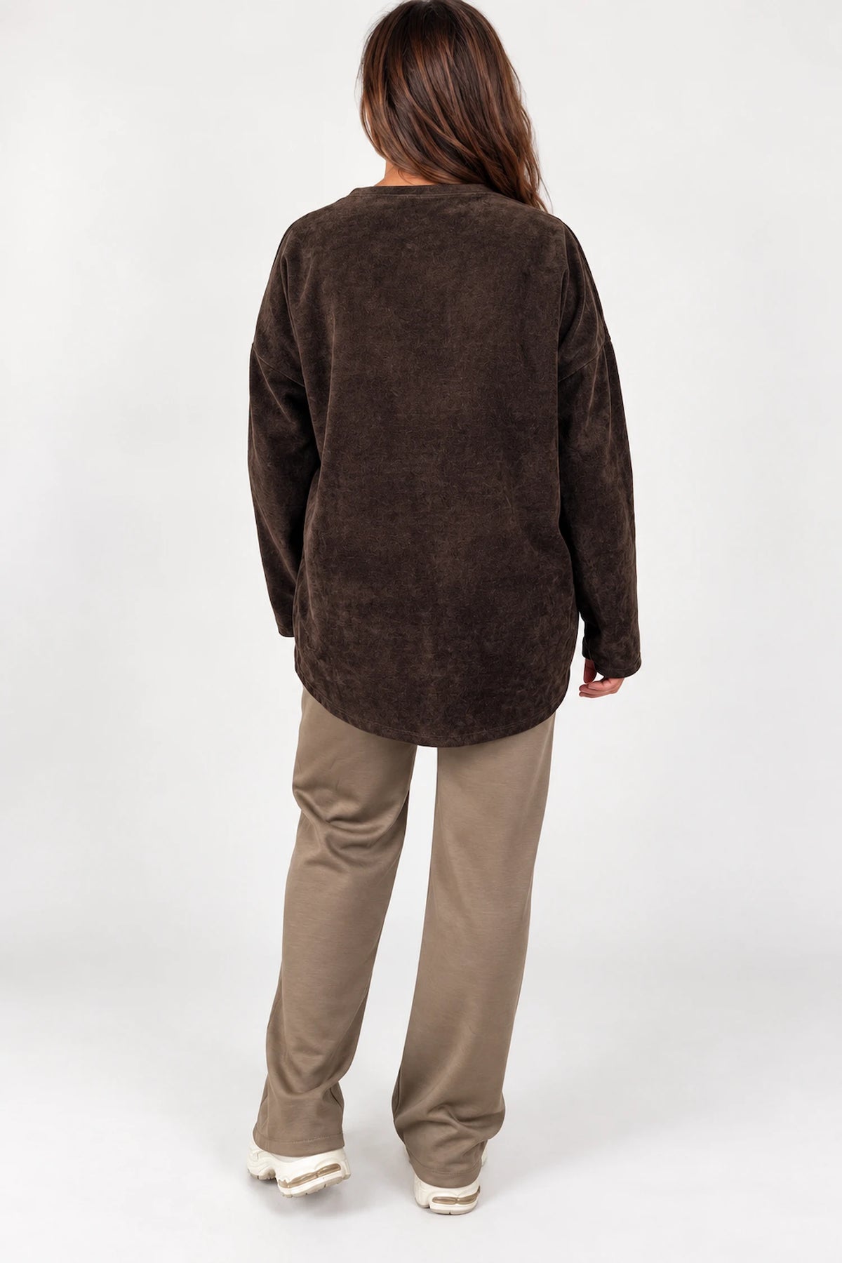 Embroidered Clover Kiki Chenille Tied Hem Top - Chocolate