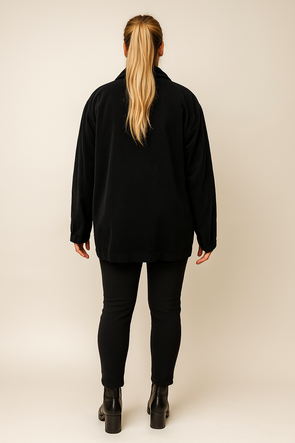 Pure Cotton Needlecord Gold Button Faux Side Pocket Felicity Jacket - Black