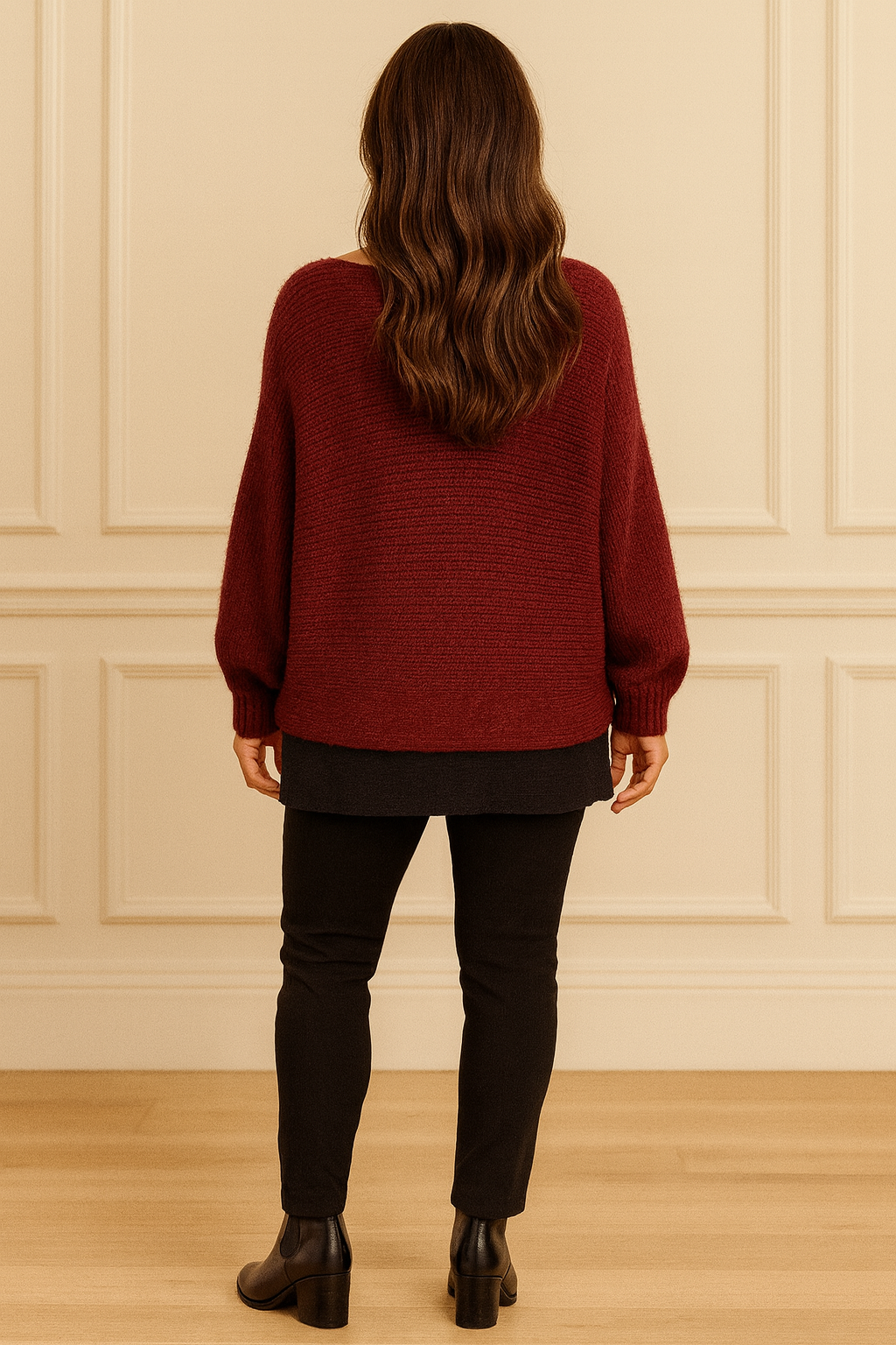 Wool Mix Vivian Wrap Jumper - Red Wine