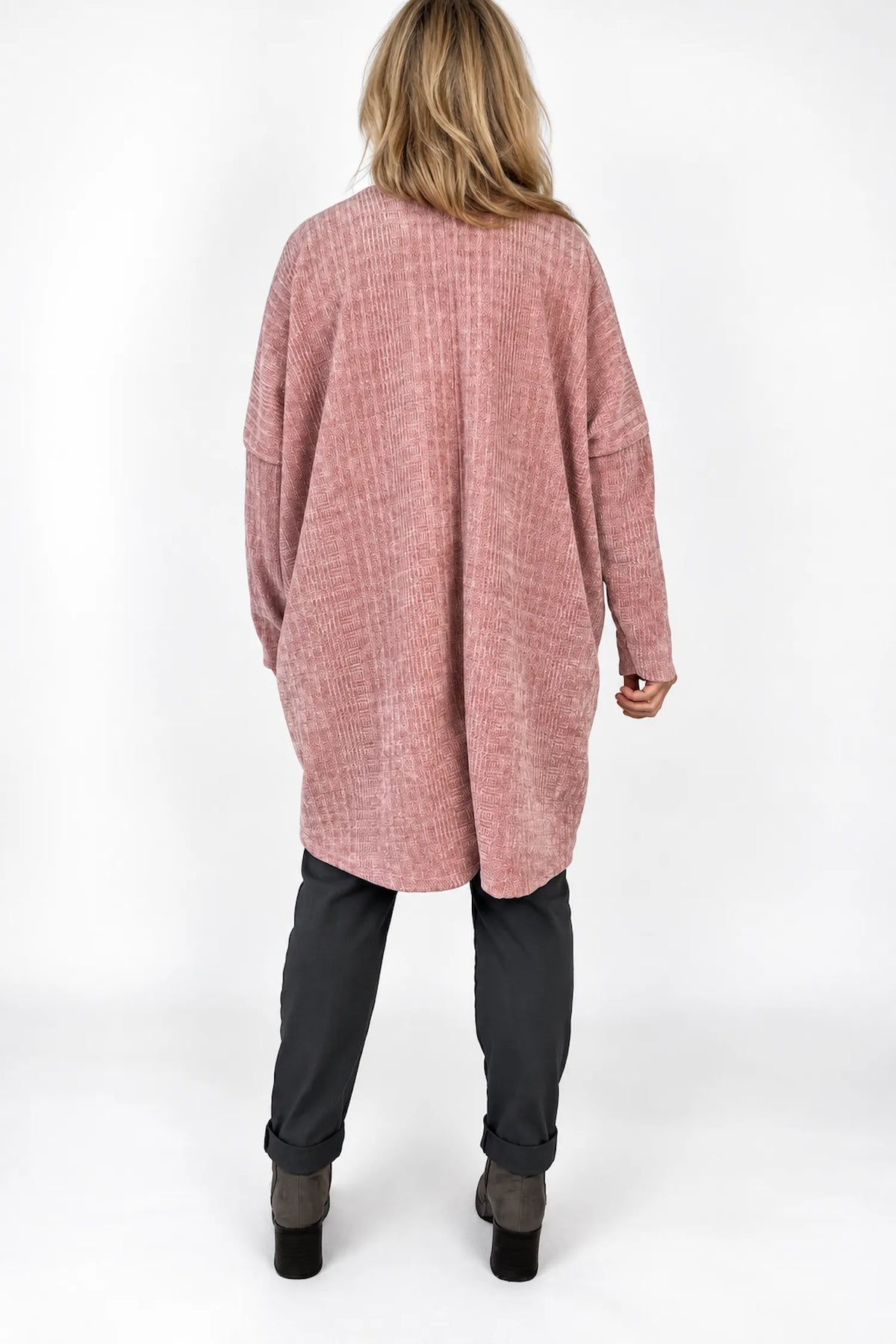 Victoria Chenille Necklace Tunic Top - Rosewood Pink