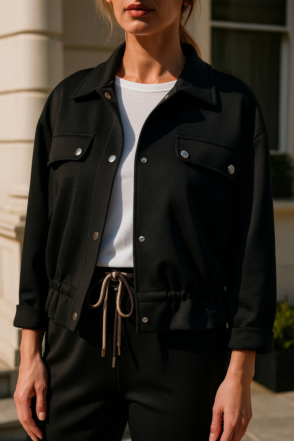 Chelsea Button Detail Jacket - Black