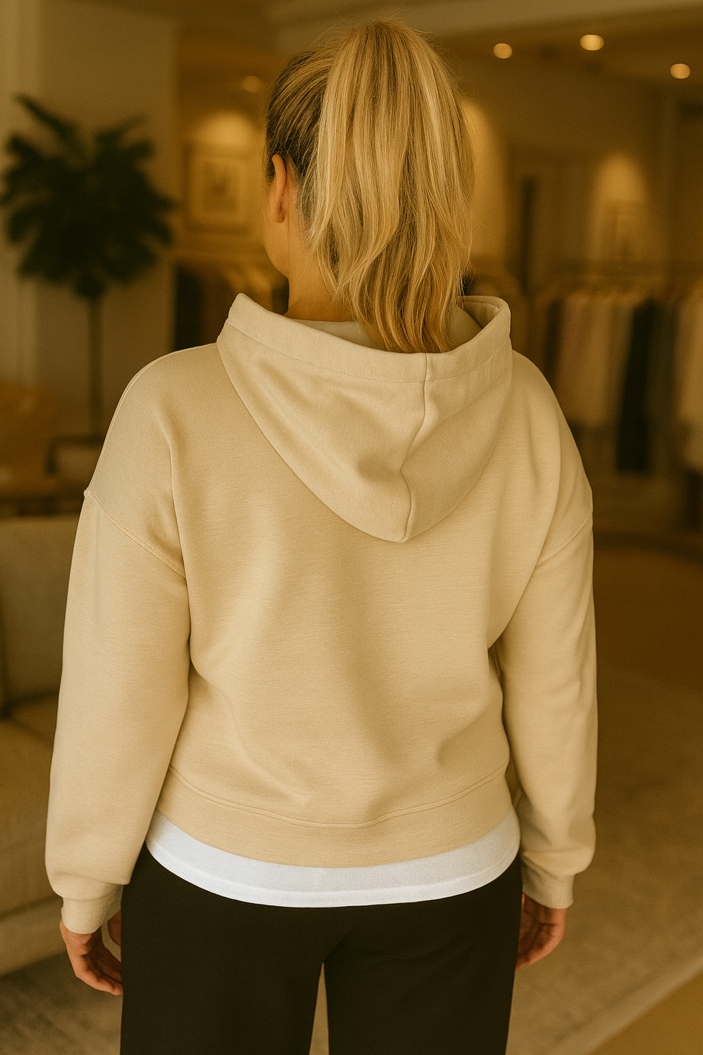 Two In One Effect Badge Detail Carla Hoodie - Beige
