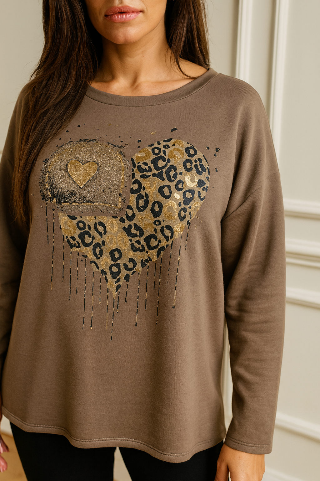 Fara Golden Leopard Light Sweatshirt - Mocha
