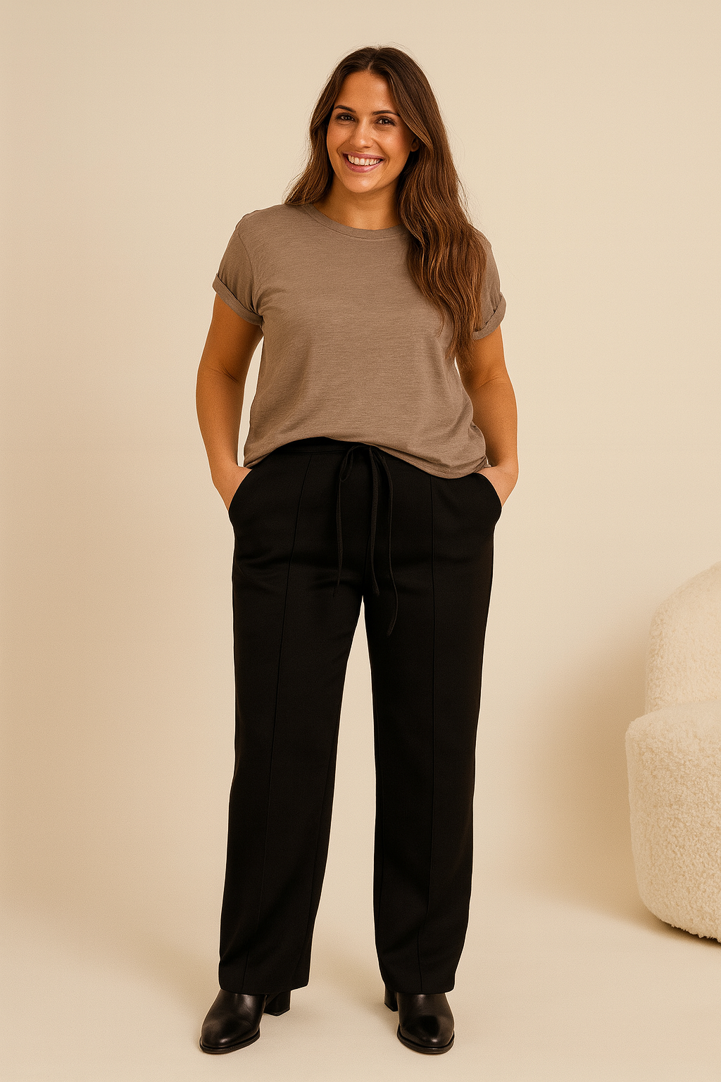 Seam Front Allegra Pant - Black