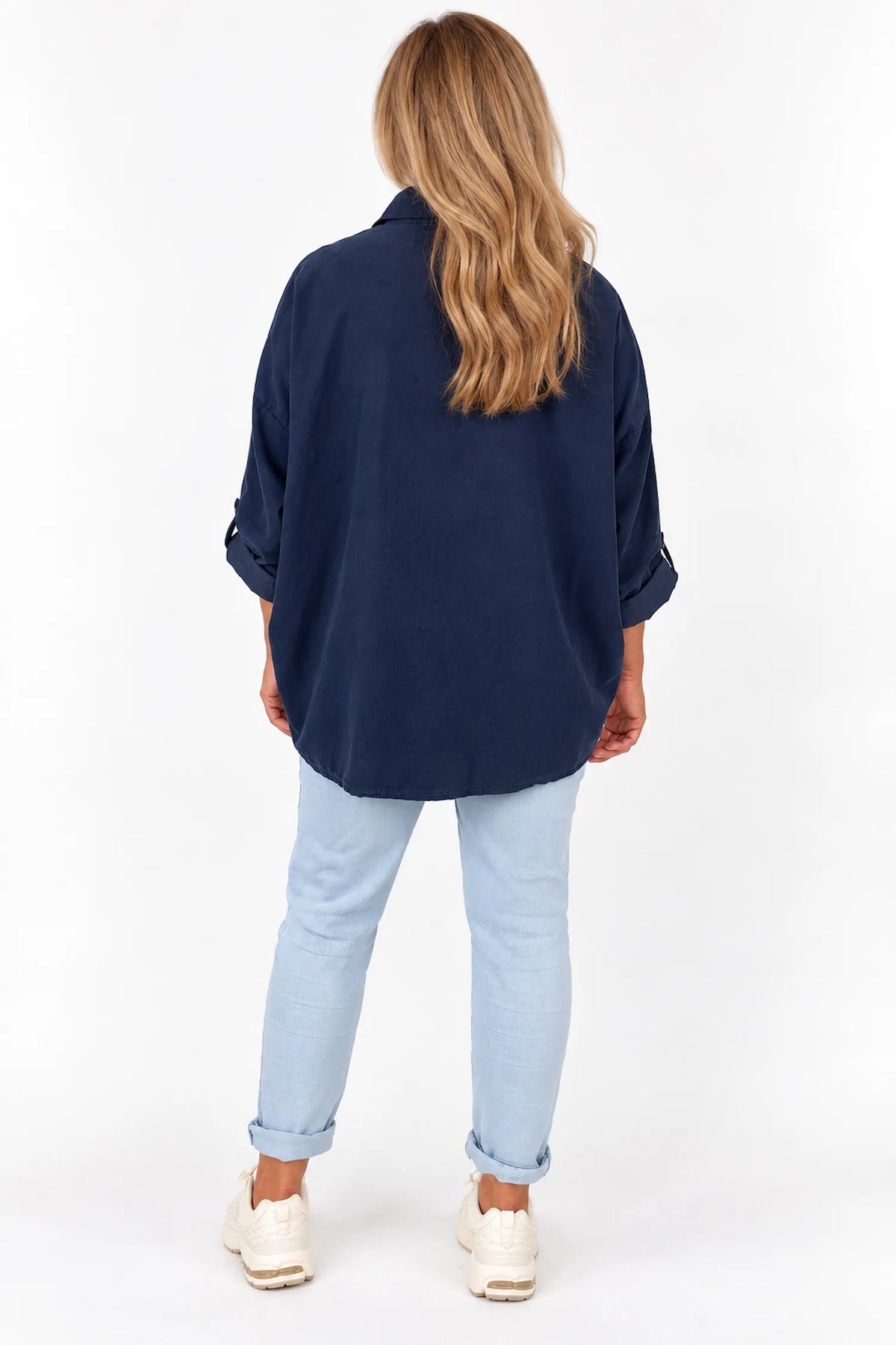 Pure Cotton Needlecord Button Sleeve Milan Button Shirt - Navy