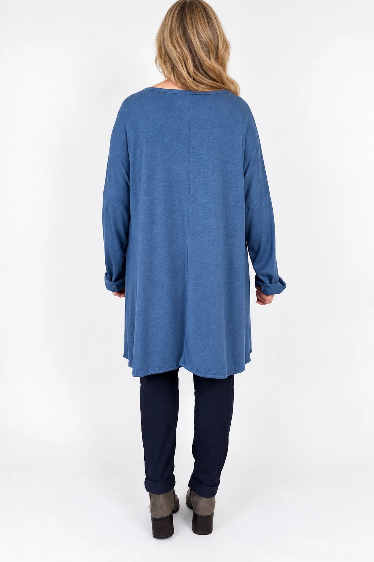 Fine Knit Como Necklace Top - Denim