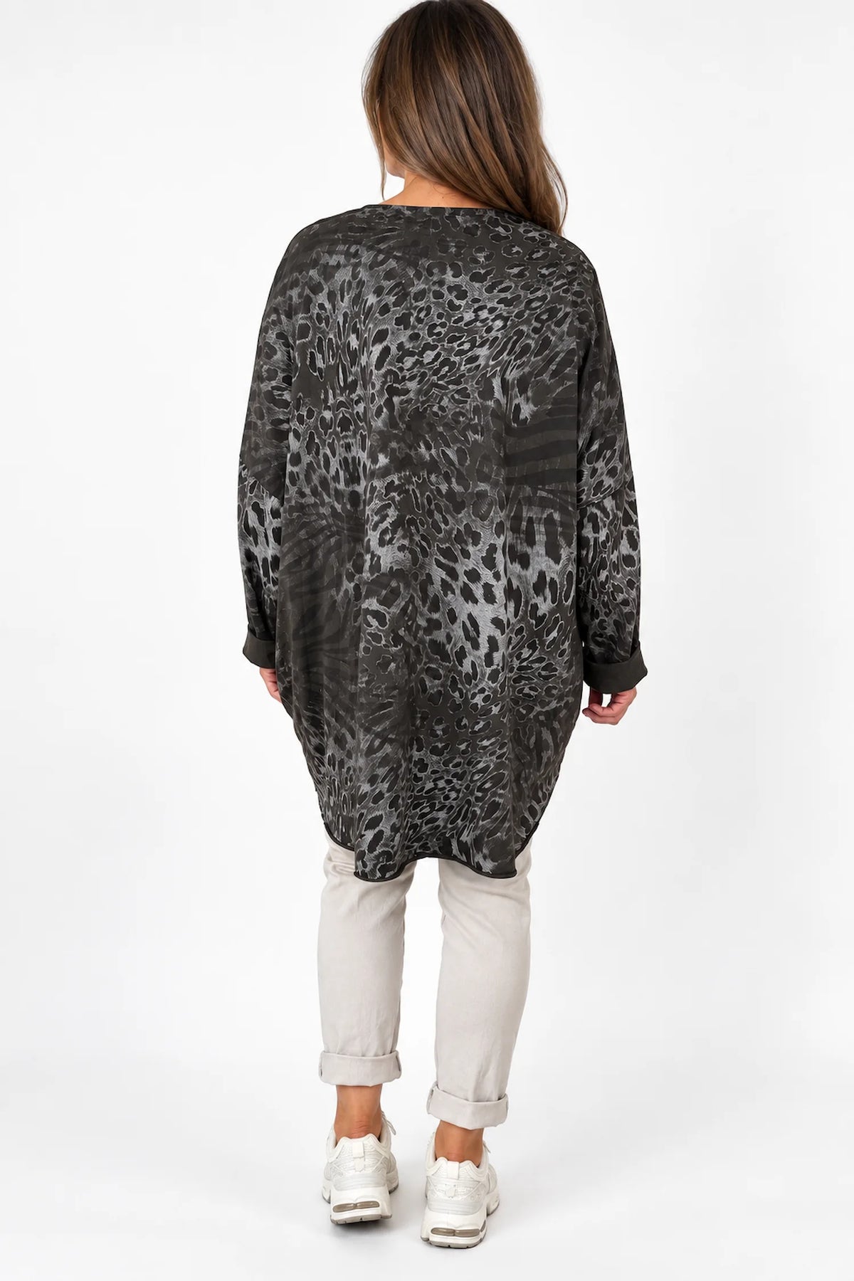 Cotton Tania Leopard Necklace Top - Chocolate