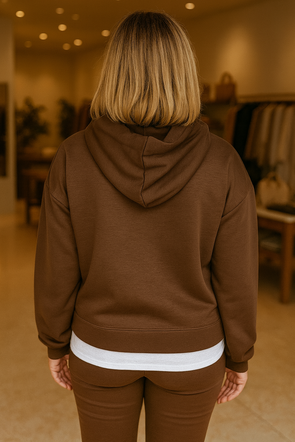 Two In One Effect Badge Detail Carla Hoodie - Chocolate