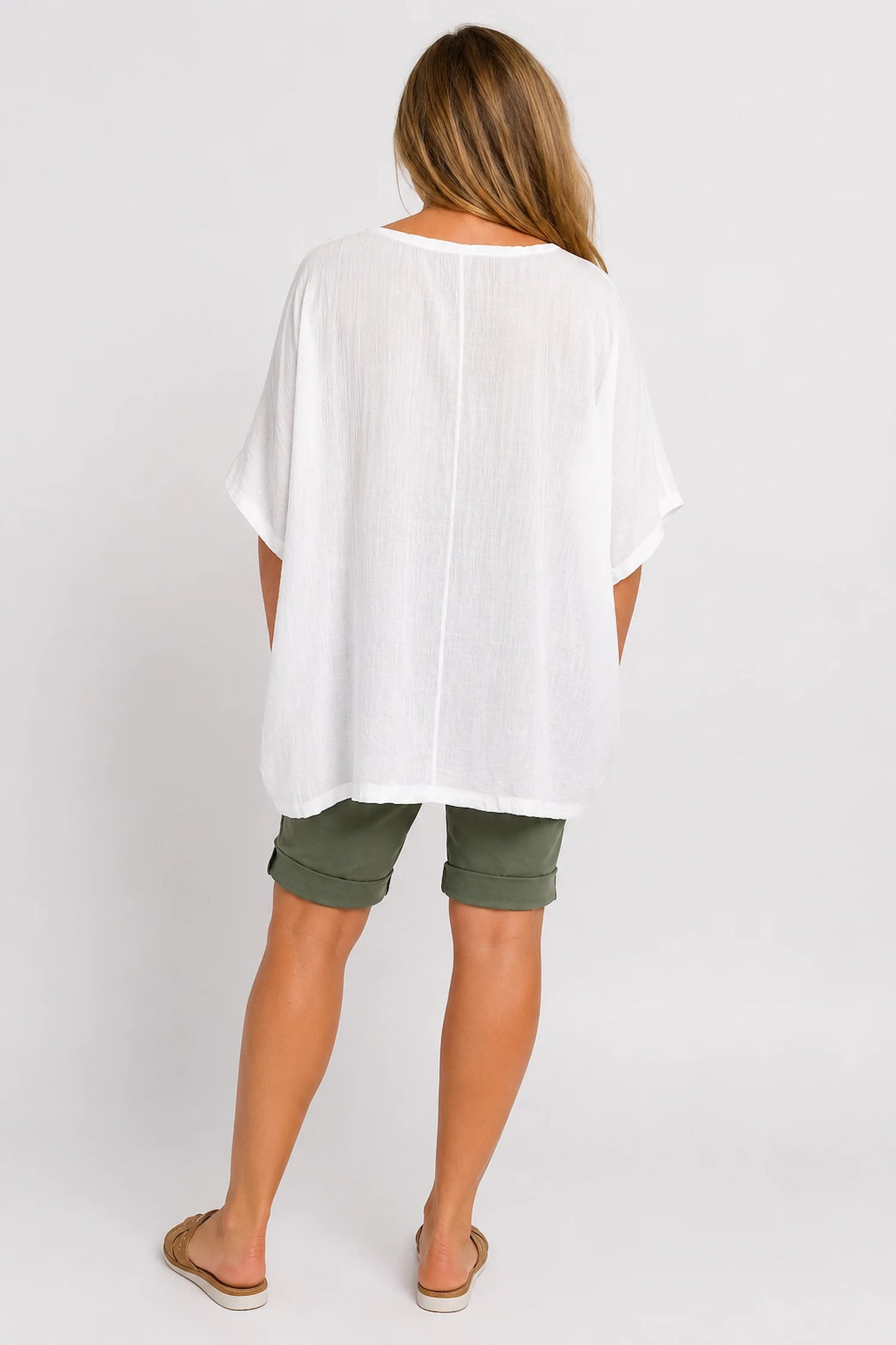Lightweight Flow Lightly Textured Margot Top - White