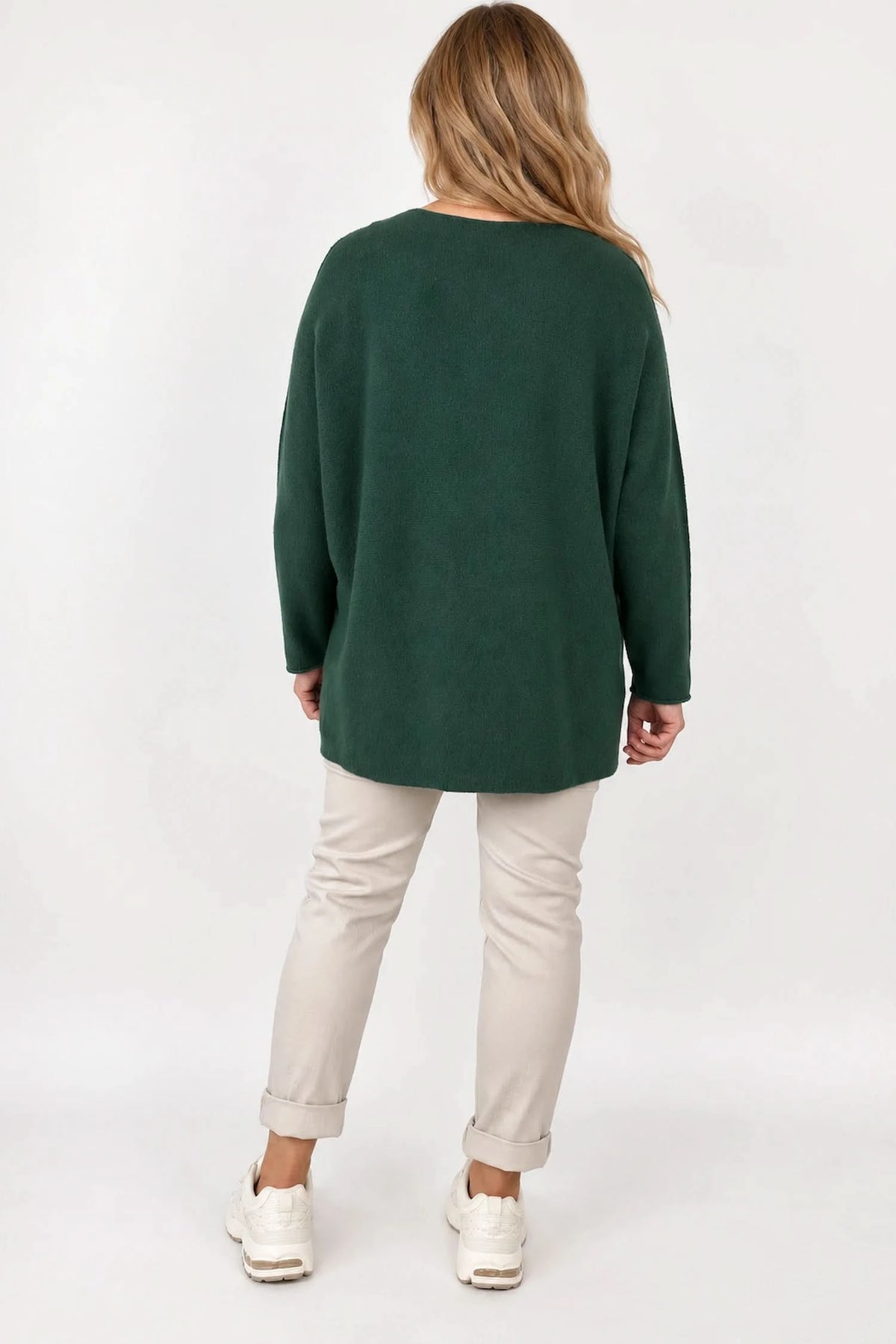 Wool Mix Seam Sleeve Venice Jumper - Emerald Green