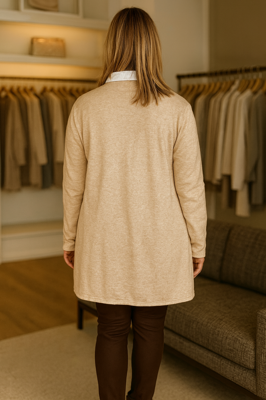 Soft Knit Double Pocket Sasia Cardigan - Oatmeal