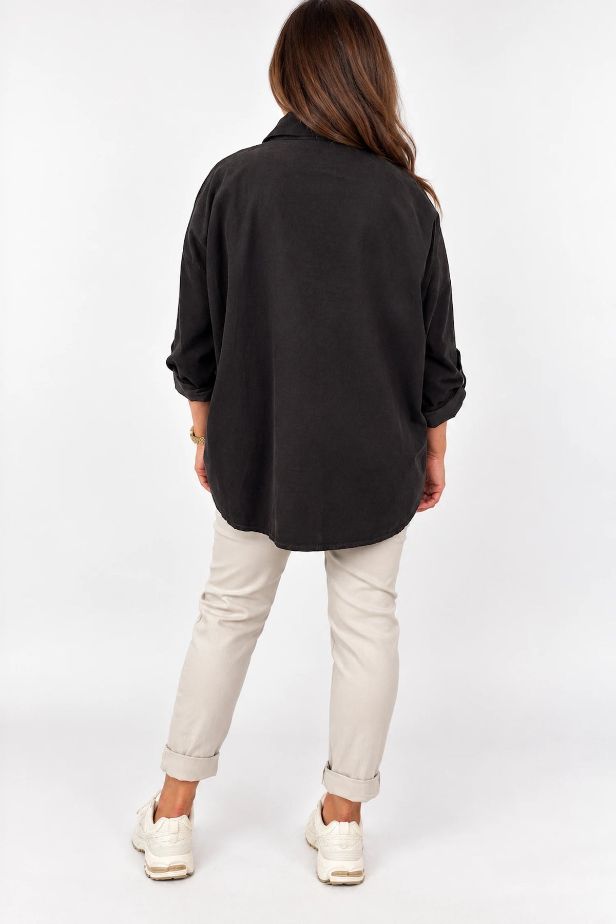 Pure Cotton Needlecord Button Sleeve Milan Button Shirt - Chocolate