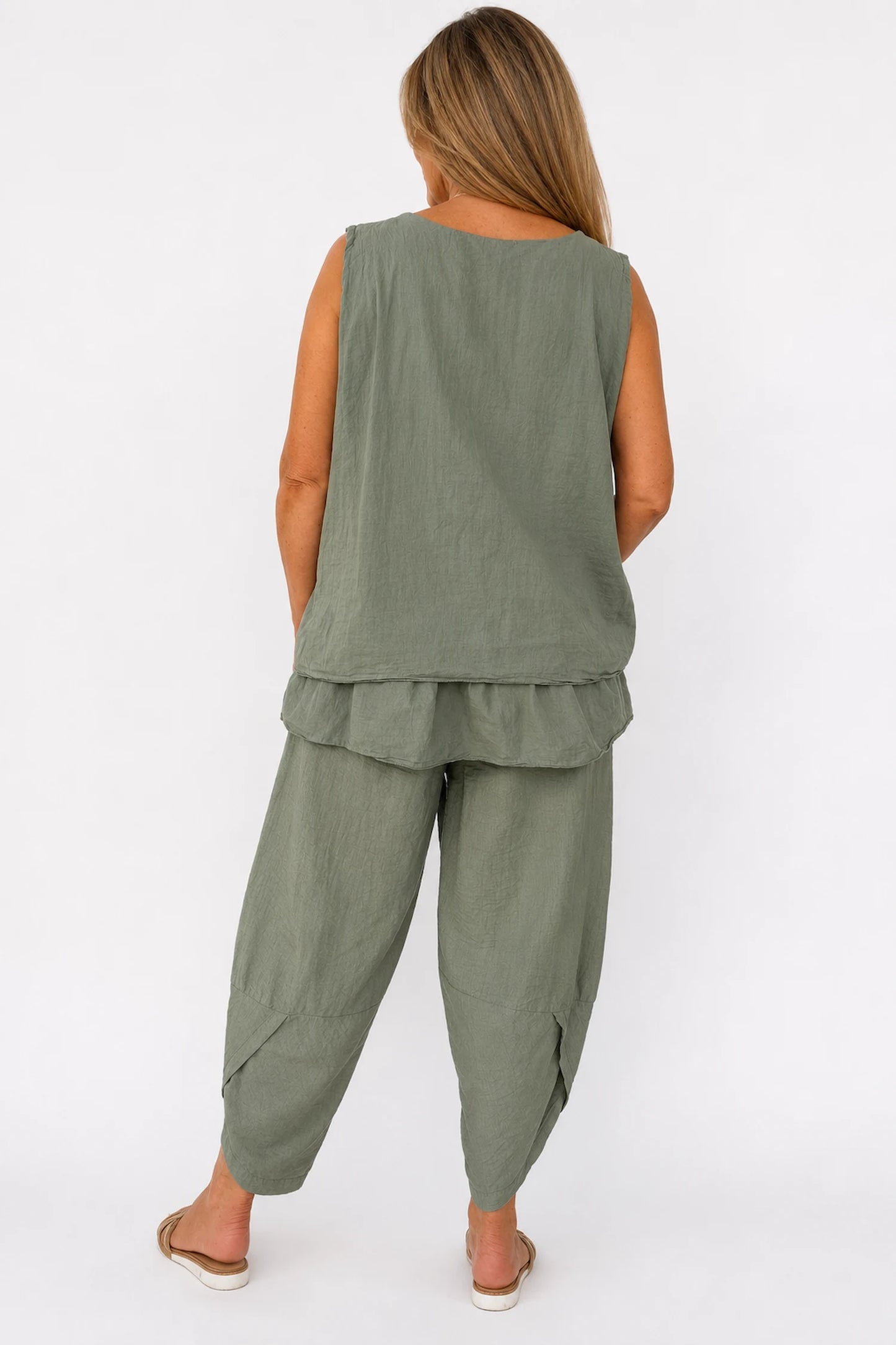 Pure Cotton Fully Lined Embroidery Anglaise Missi Vest - Khaki