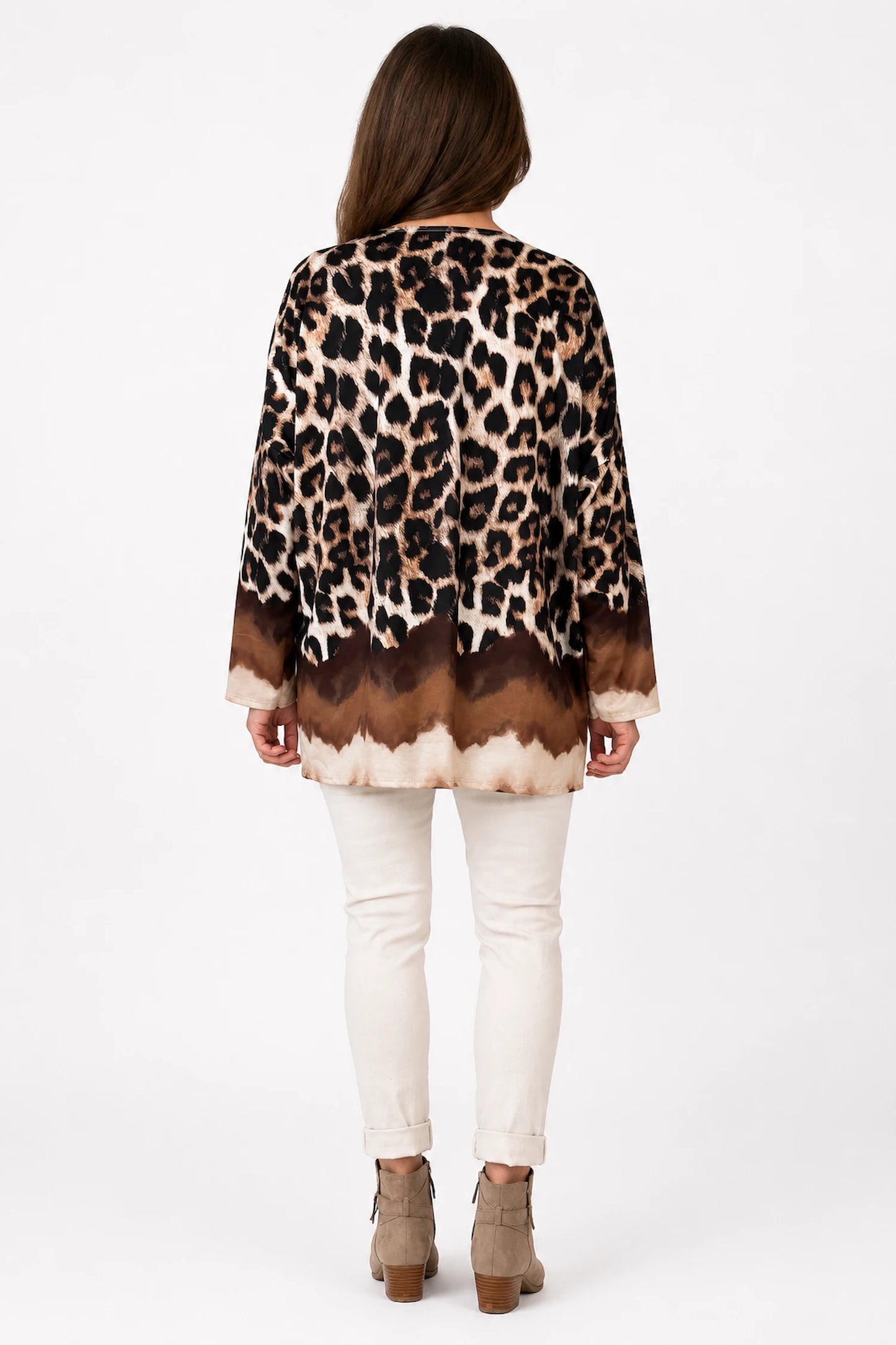 Cotton Leopard Sand Allegra Top - Chocolate