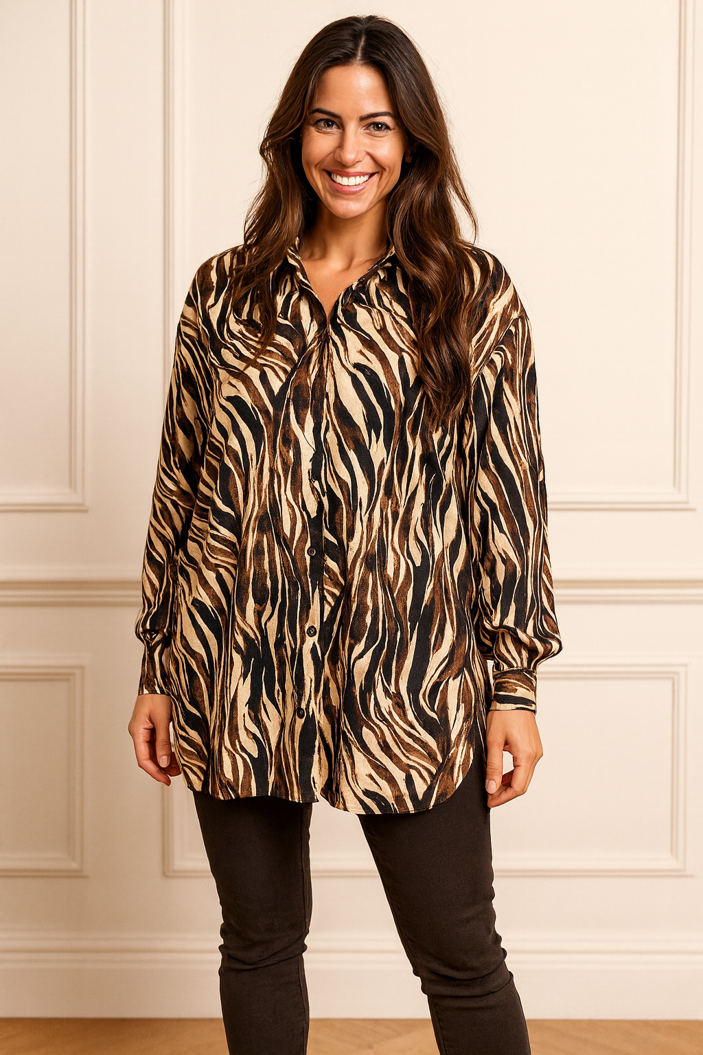 Premium Stitch Button Sleeve Varella Shirt - Mocha/Chocolate/Cream/Black