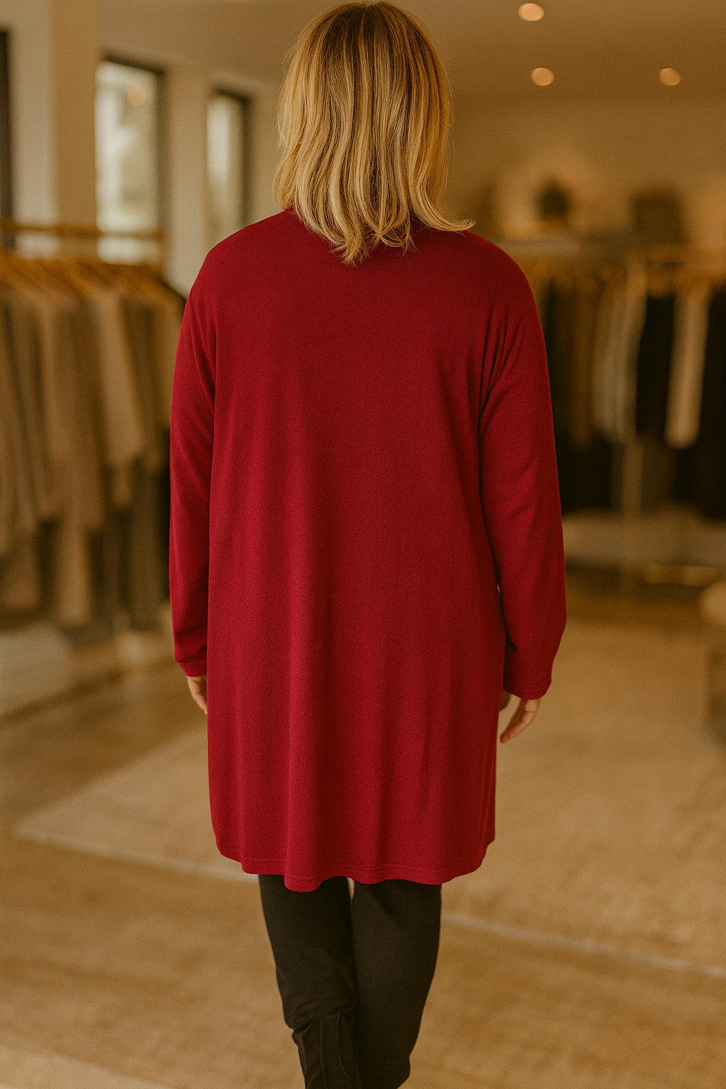 Soft Knit Double Pocket Sasia Cardigan - Wine Red
