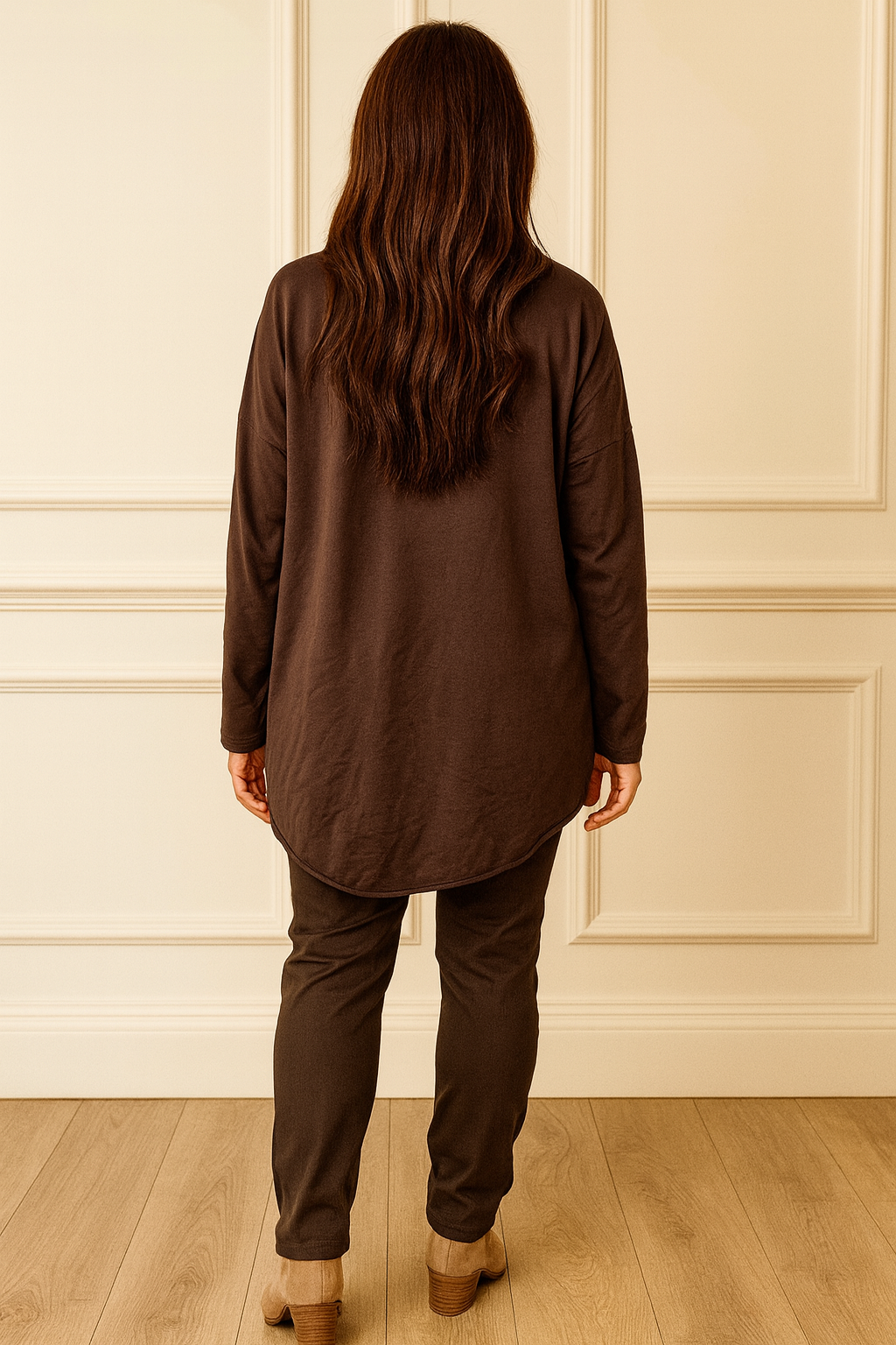 Cotton Sequin Shoulder Amari Top - Chocolate