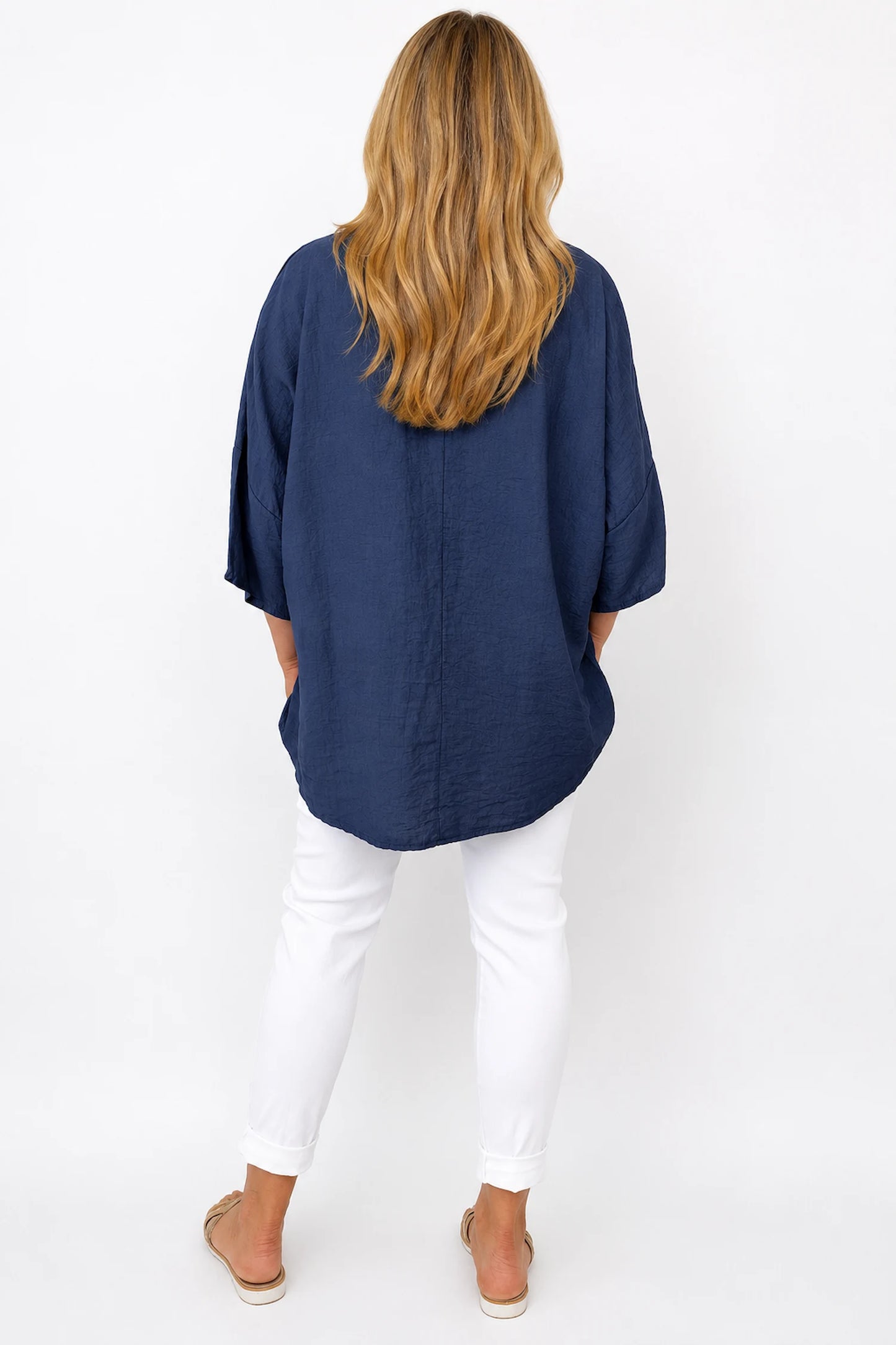 Button Detail Florence Top - Navy