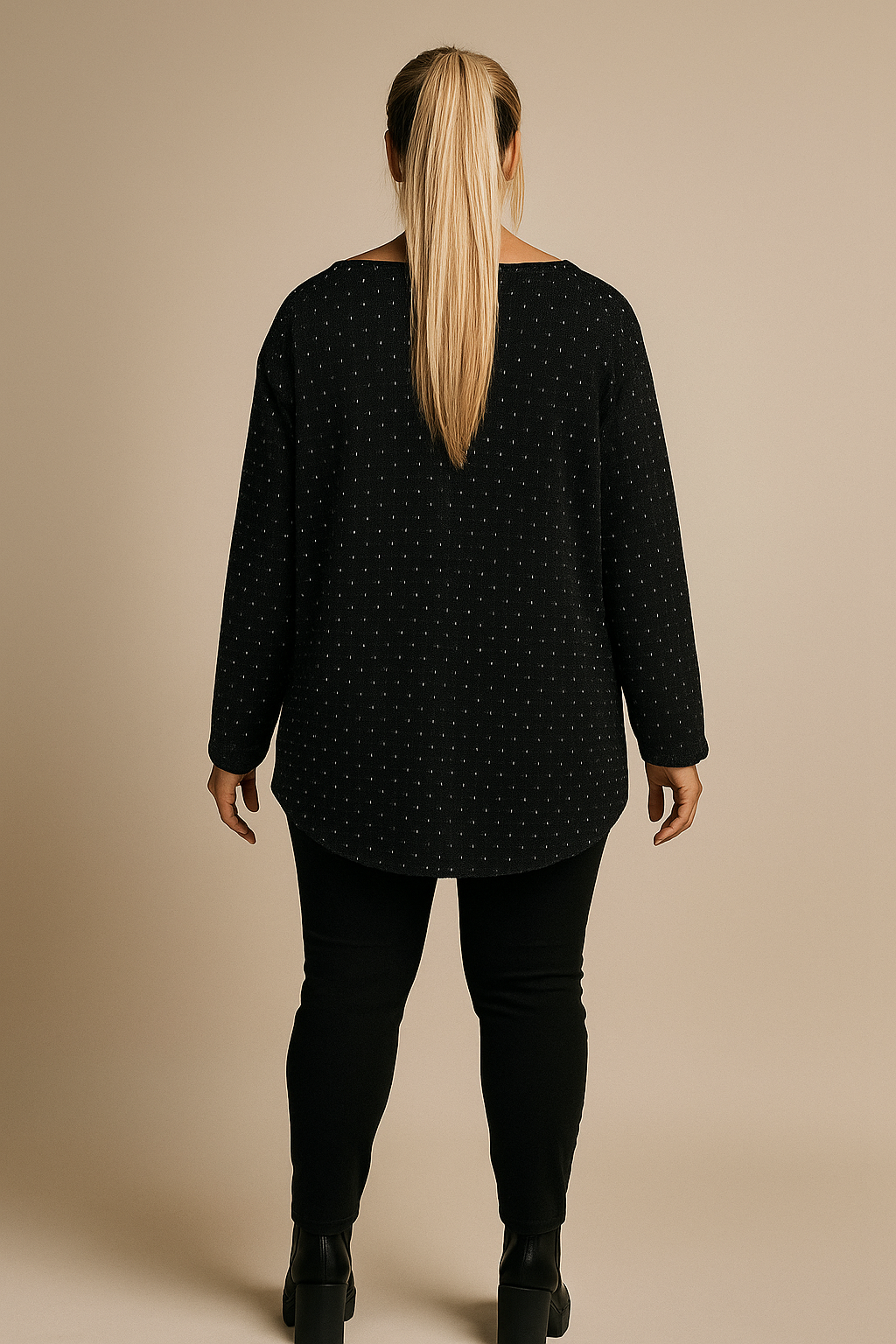 Diamanté Detail Shimmer Veronica Top - Black