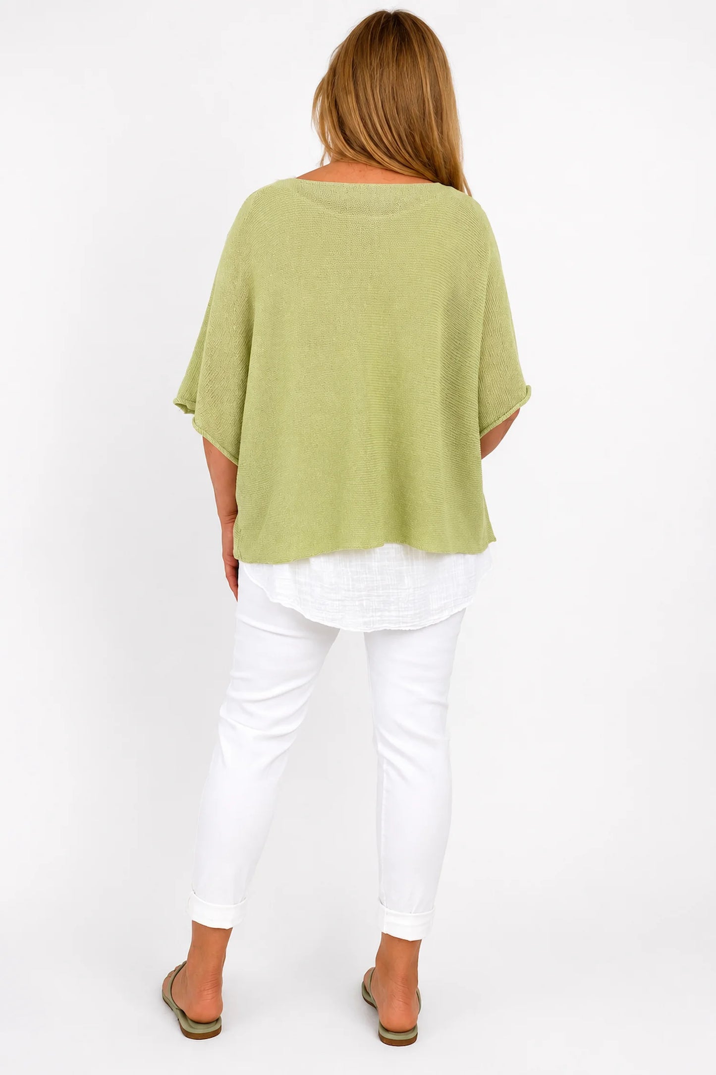 Cotton Seam Sleave Knit Batwing Jude Top - Apple
