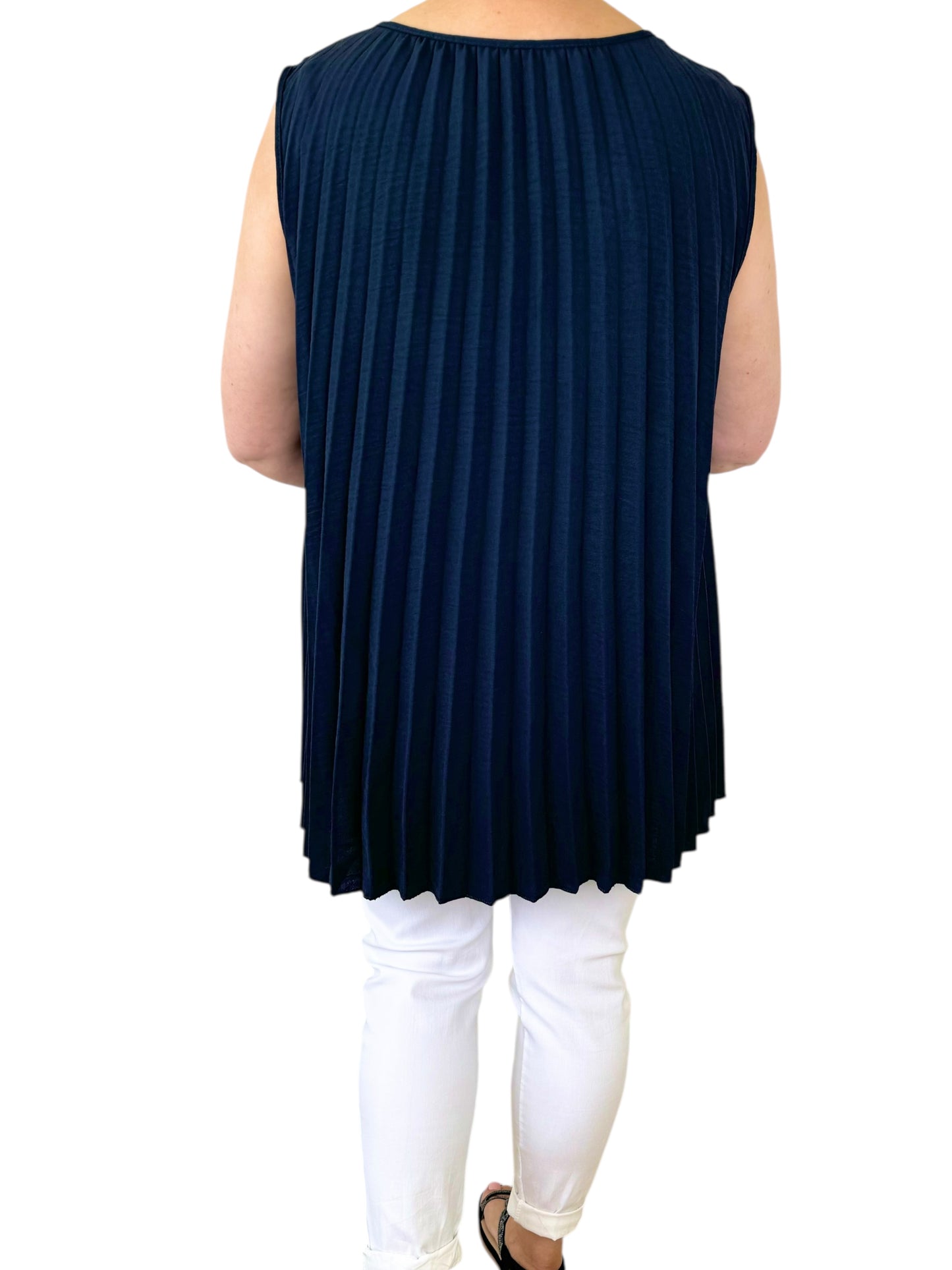 Pleated Gaia Vest - Navy