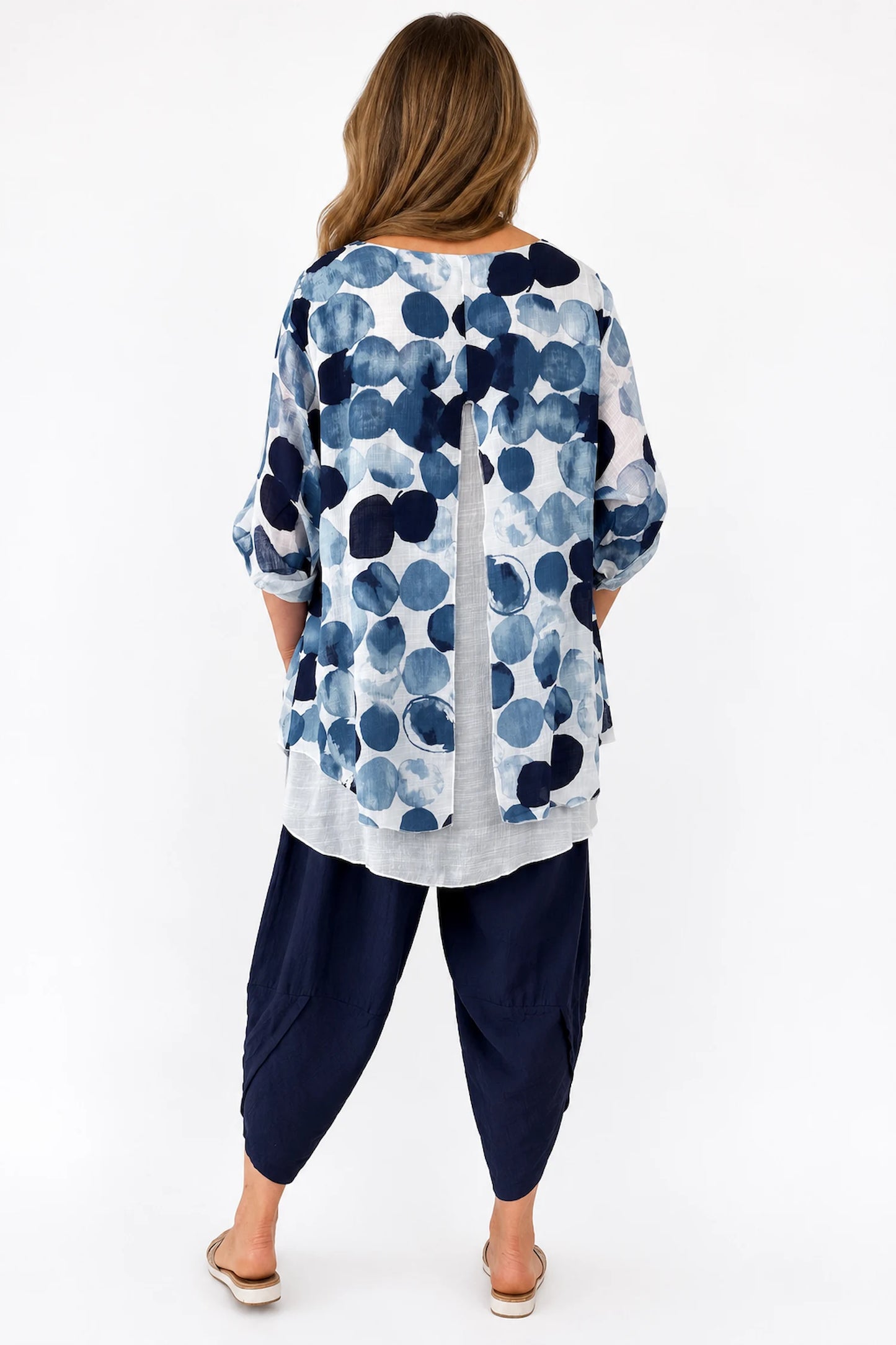 Fully Lined Ava Button Sleeve Top - Denim