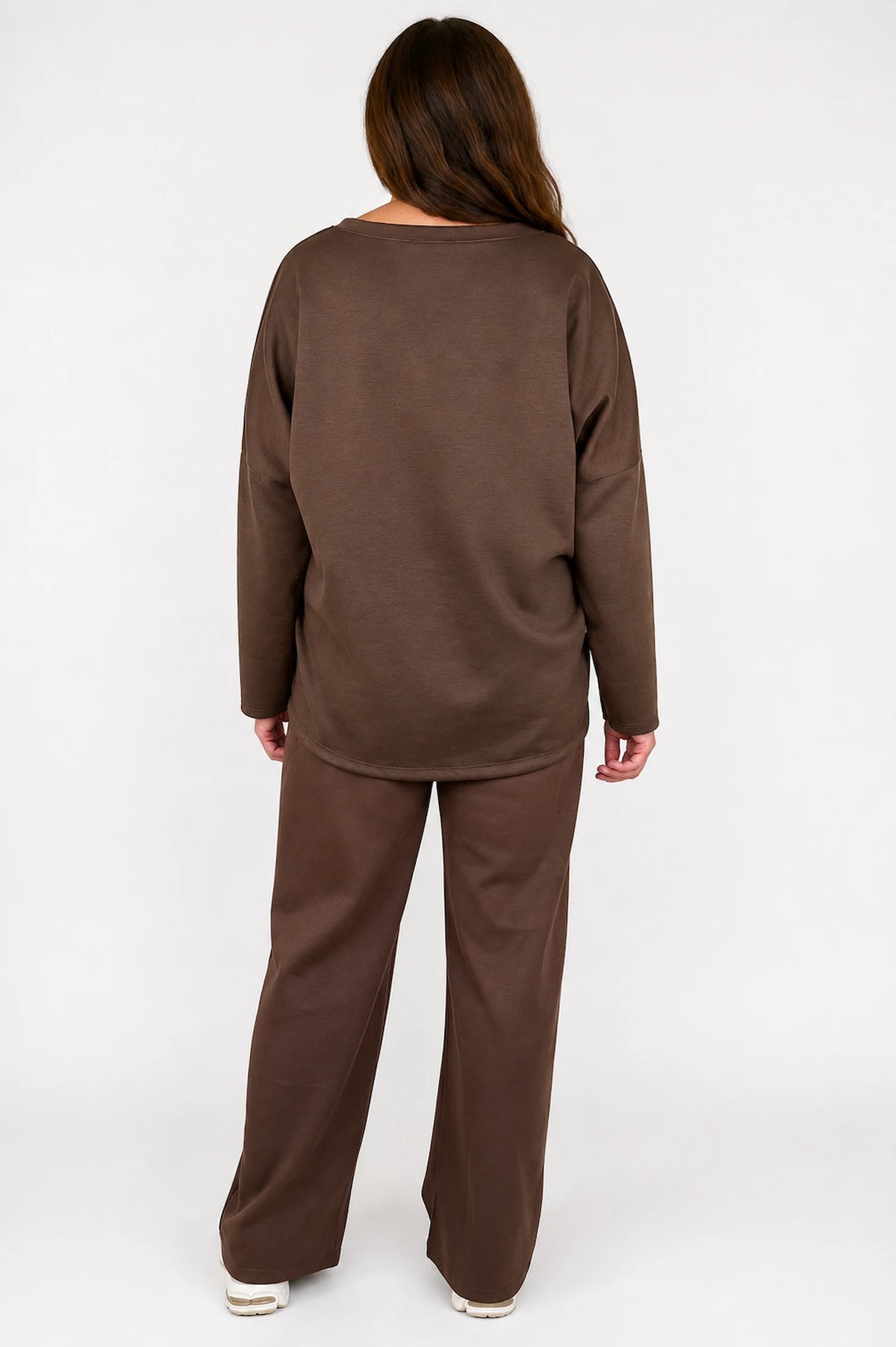 Embossed Clover Drawstring Hem Ambriella Top - Chocolate