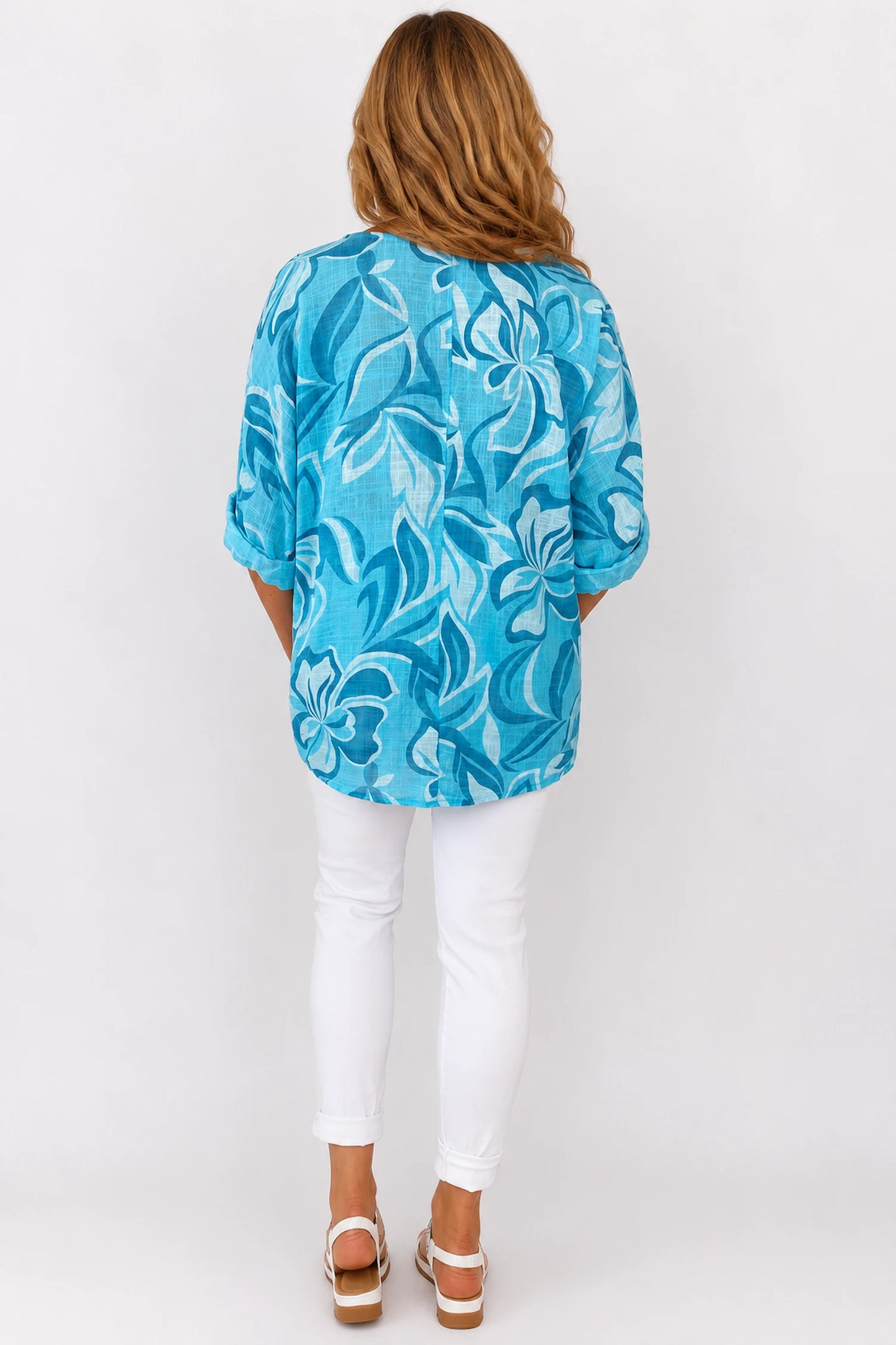 Pure Cotton Pesali Necklace Top - Turquoise