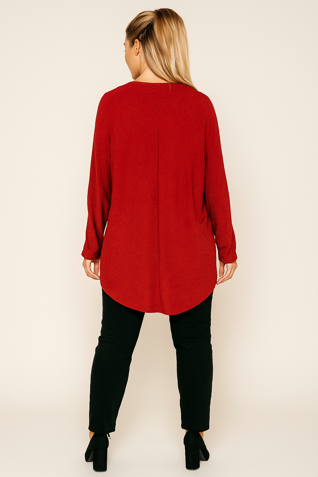 Diamanté Zip Monica Shimmer Top - Festive Red