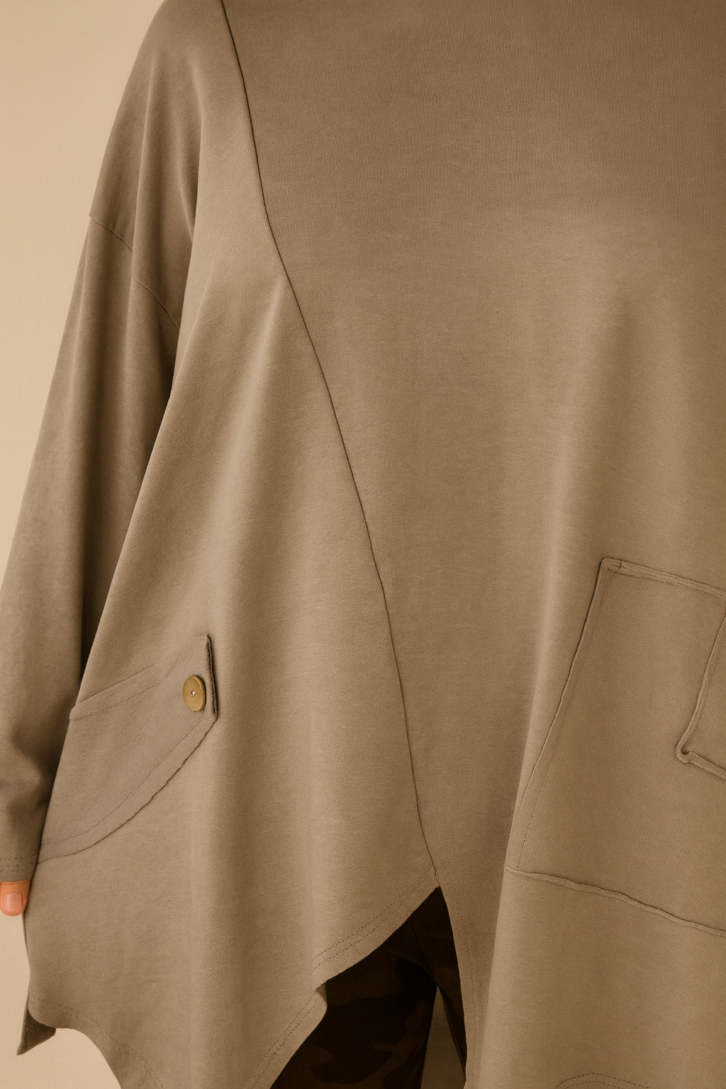 Pocket Detail Cotton Marga Sweatshirt - Mocha