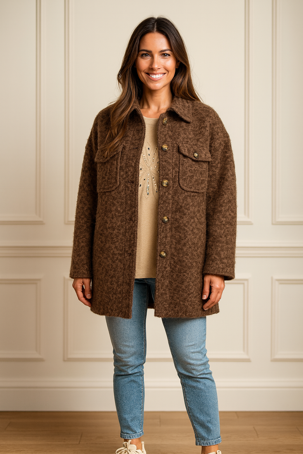 Double Flat Button Pocket Faro Jacket - Chocolate