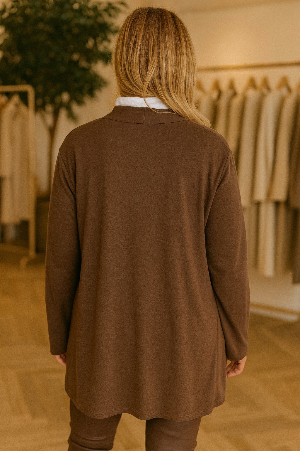 Soft Knit Double Pocket Sasia Cardigan - Chocolate