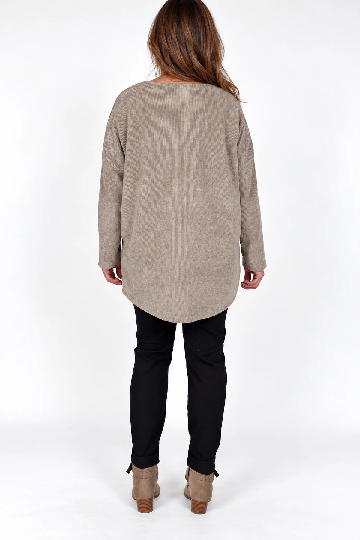 Ariana Chenille Necklace Top - Mocha