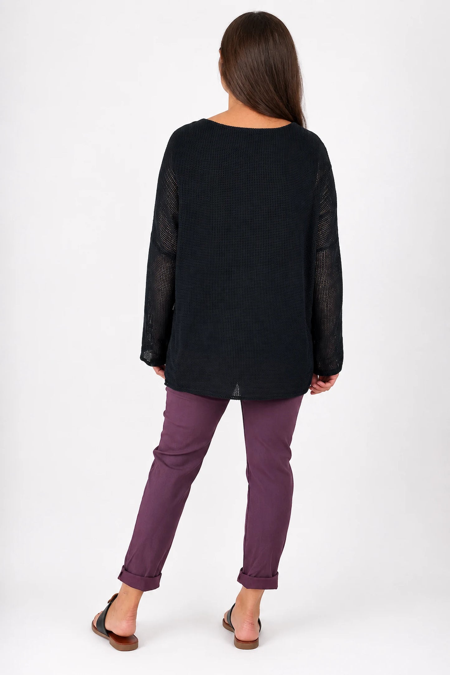 Pure Cotton Fully Lined Amy Mesh Top - Black