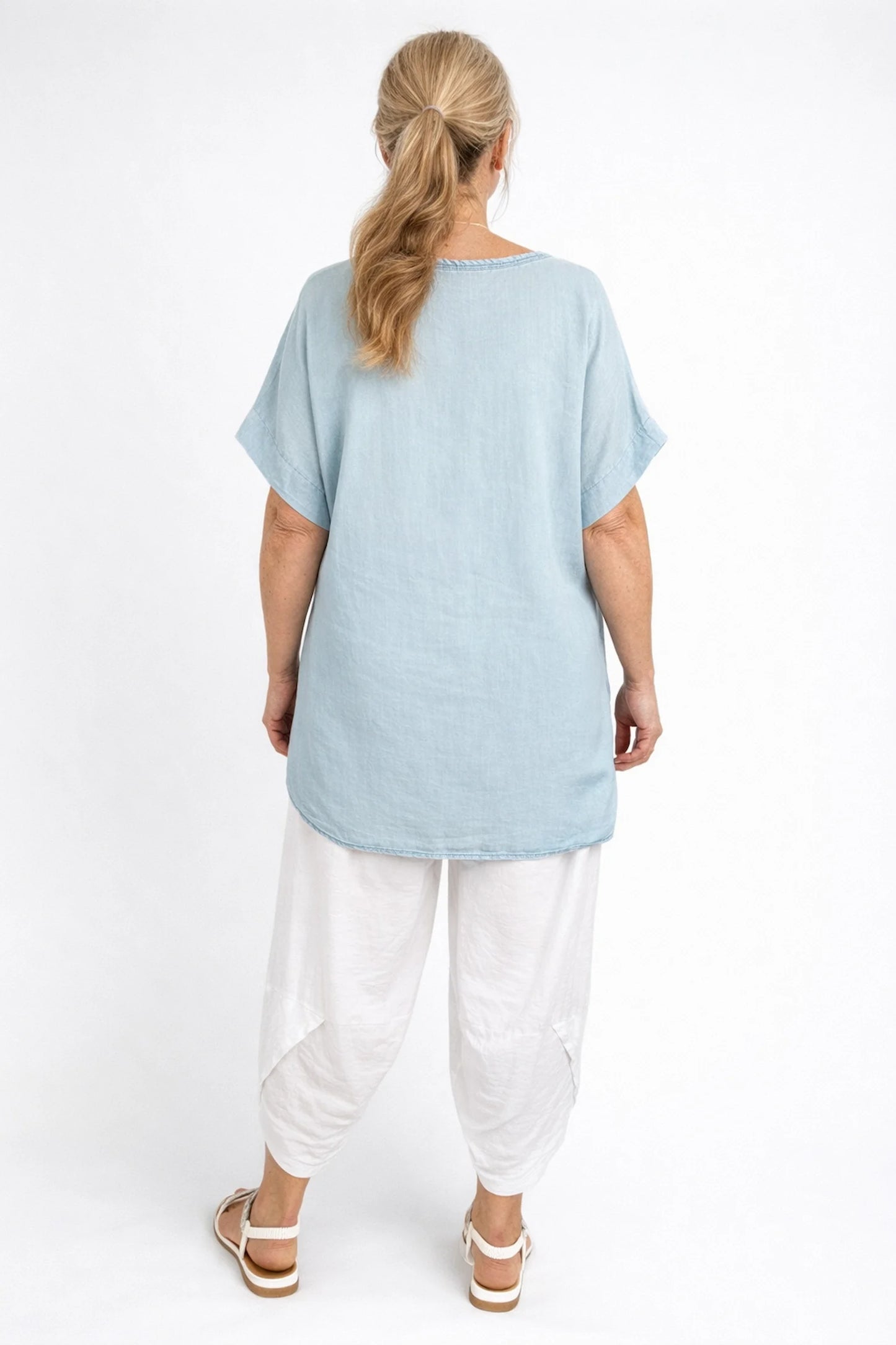 Denim Look Carinella Necklace Top - Light Denim