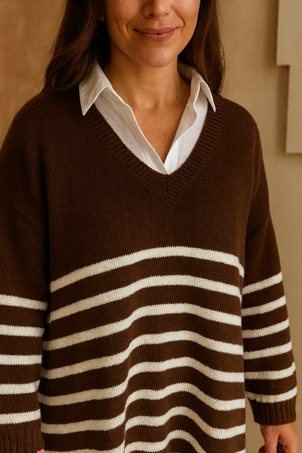 Dianna Stripe Knit Jumper - Chocolate