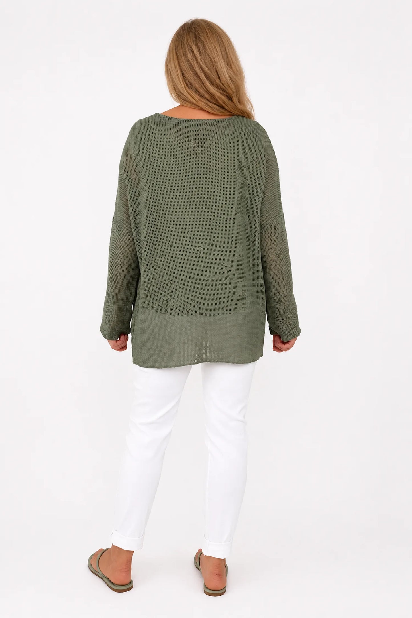 Pure Cotton Fully Lined Amy Mesh Top - Khaki