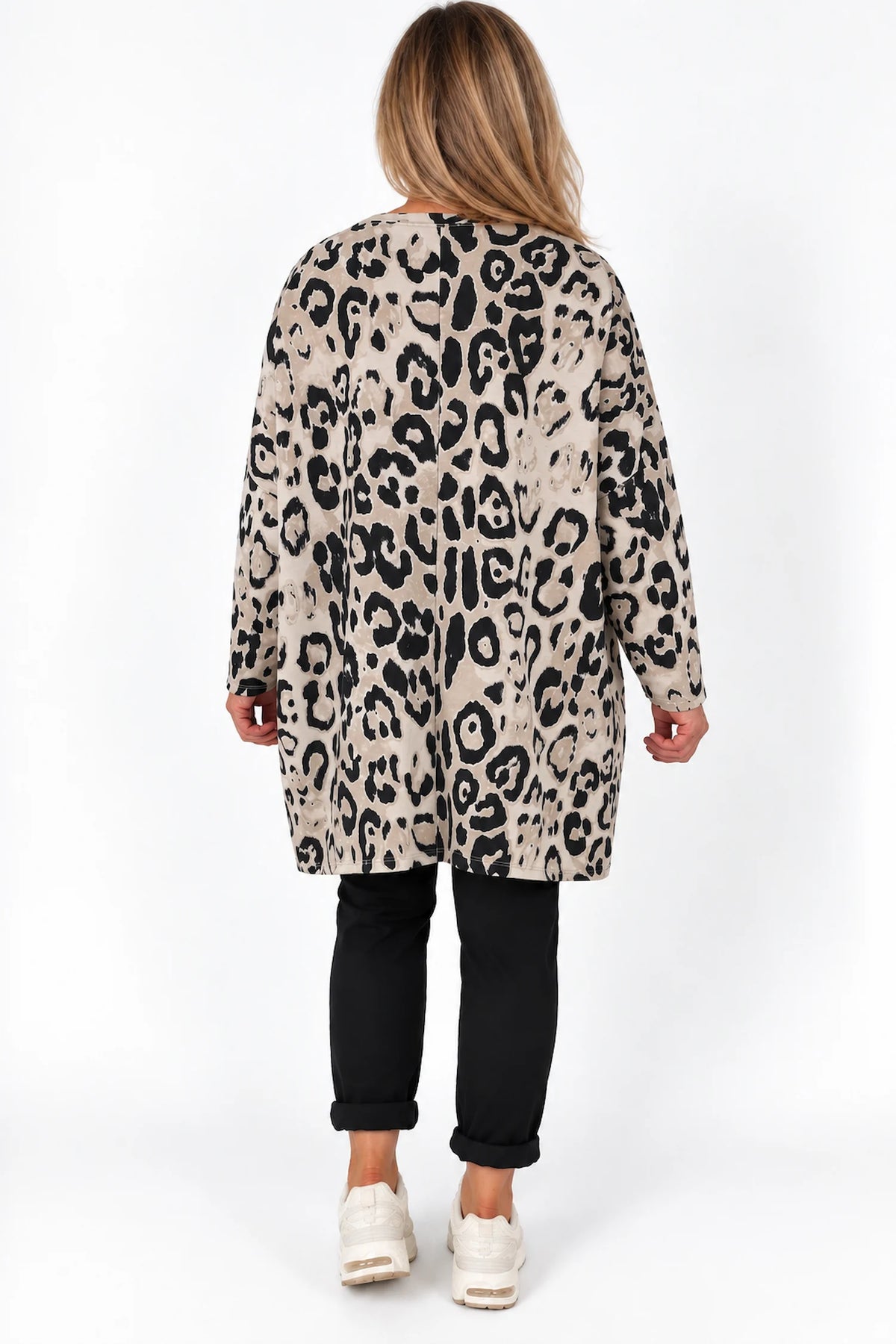 Badge Detail Double Zip And Pocket Tiana Leopard Top - Beige