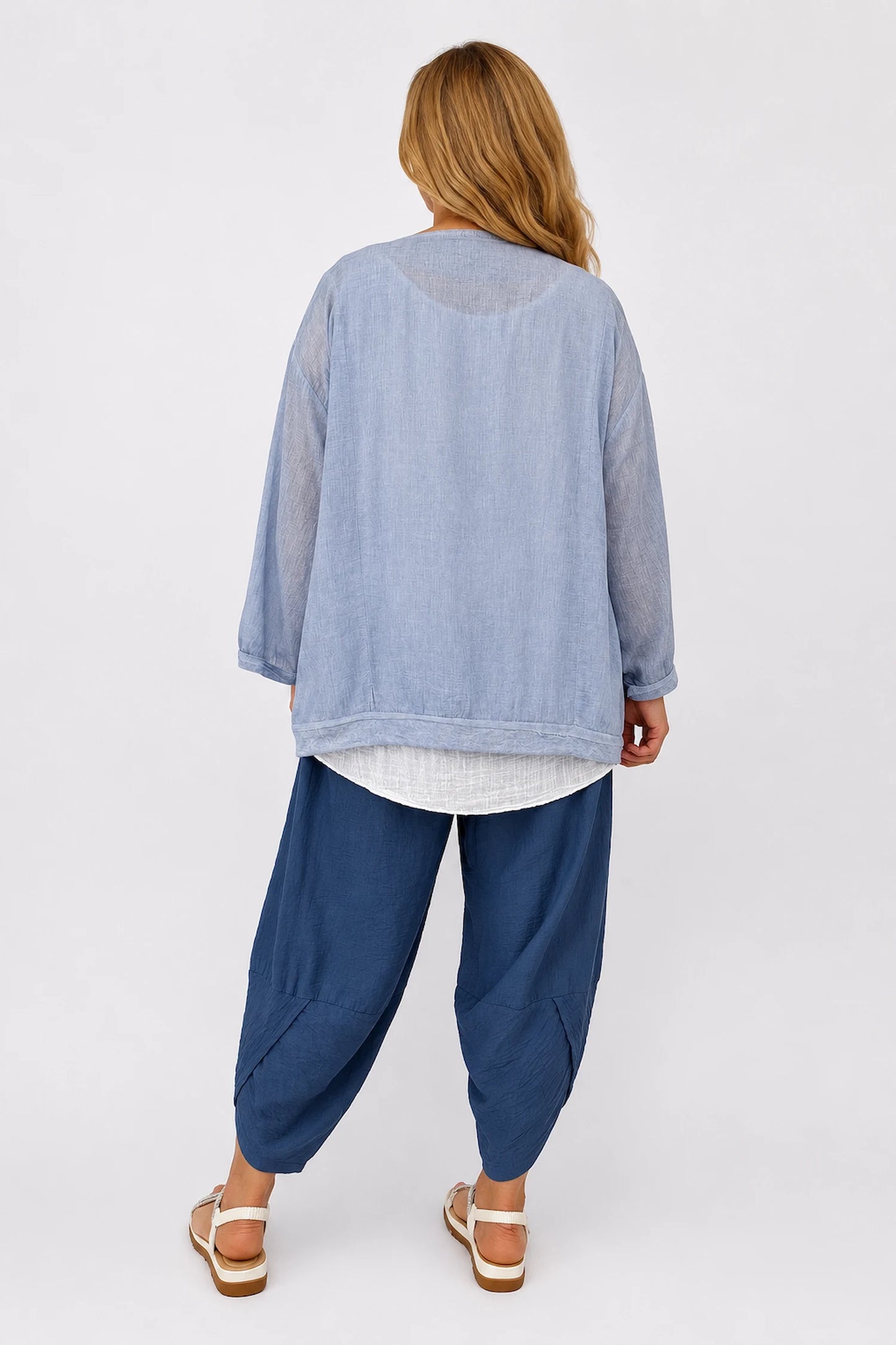 Pure Cotton Double Pocket Lara Button Jacket - Washed Denim