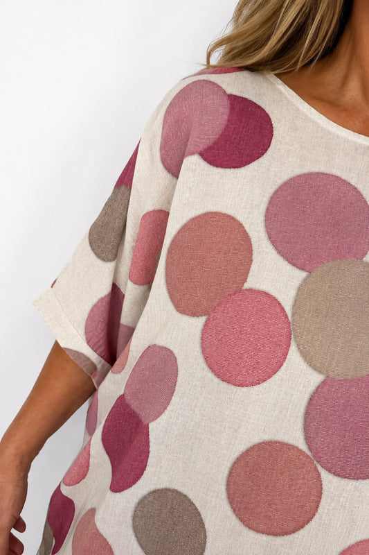 Spotted Alexia Top - Vintage Rose