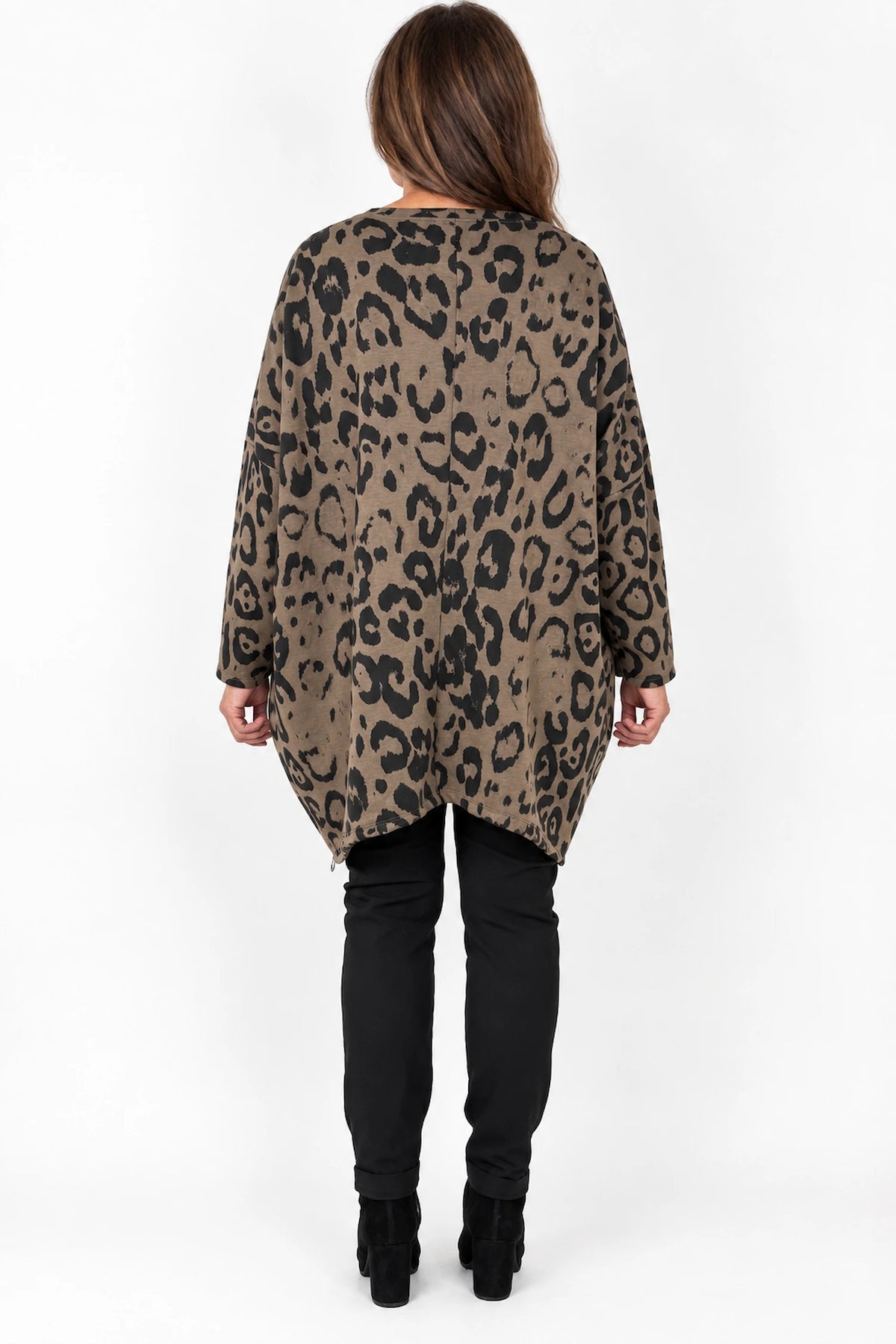 Badge Detail Double Zip And Pocket Tiana Leopard Top - Mocha