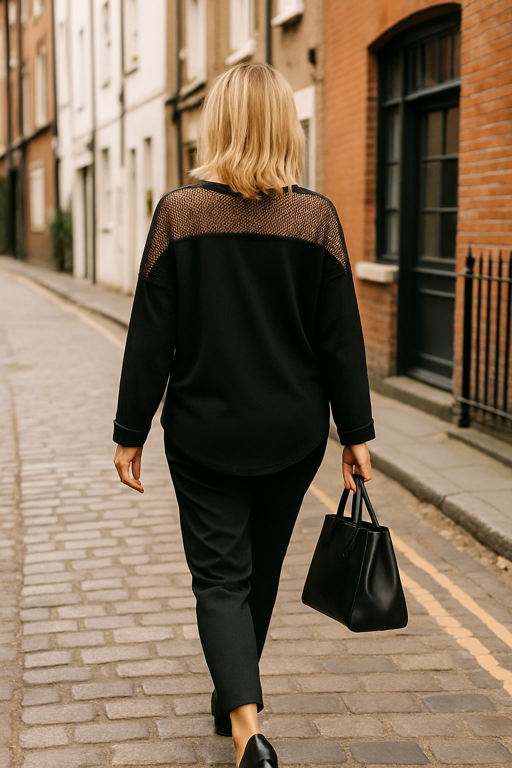 Soirée Mesh Detail Necklace Top - Black