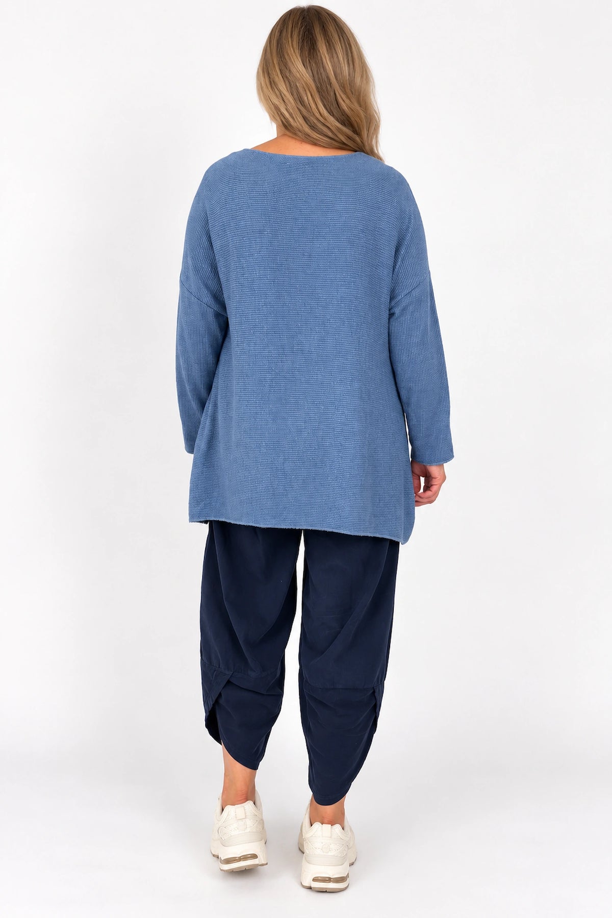 Wool Mix Ribbed Knit Porto Top - Denim