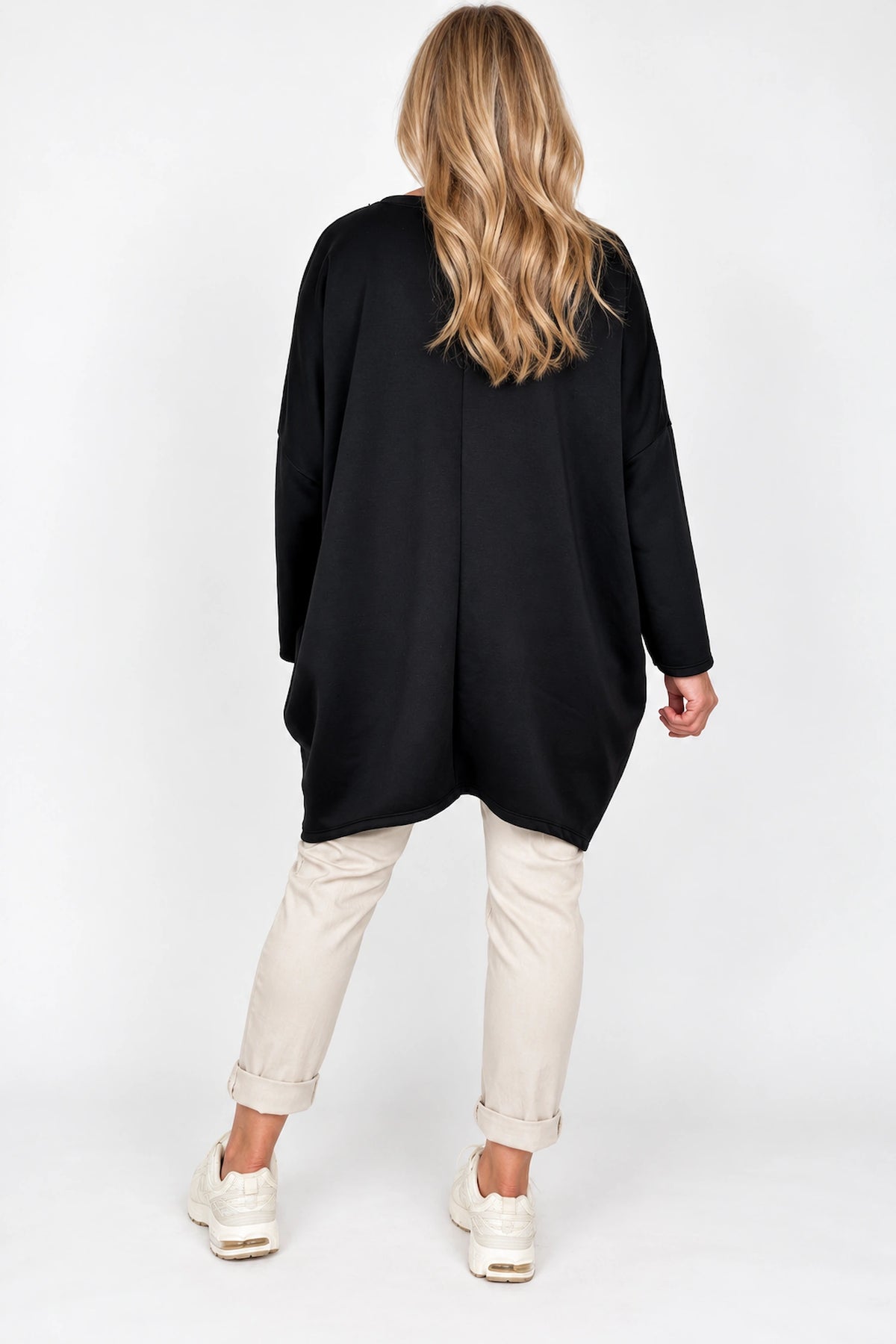 Zipped Hem Leopard Patch Badge Detail Double Pocket Varsia Top - Black
