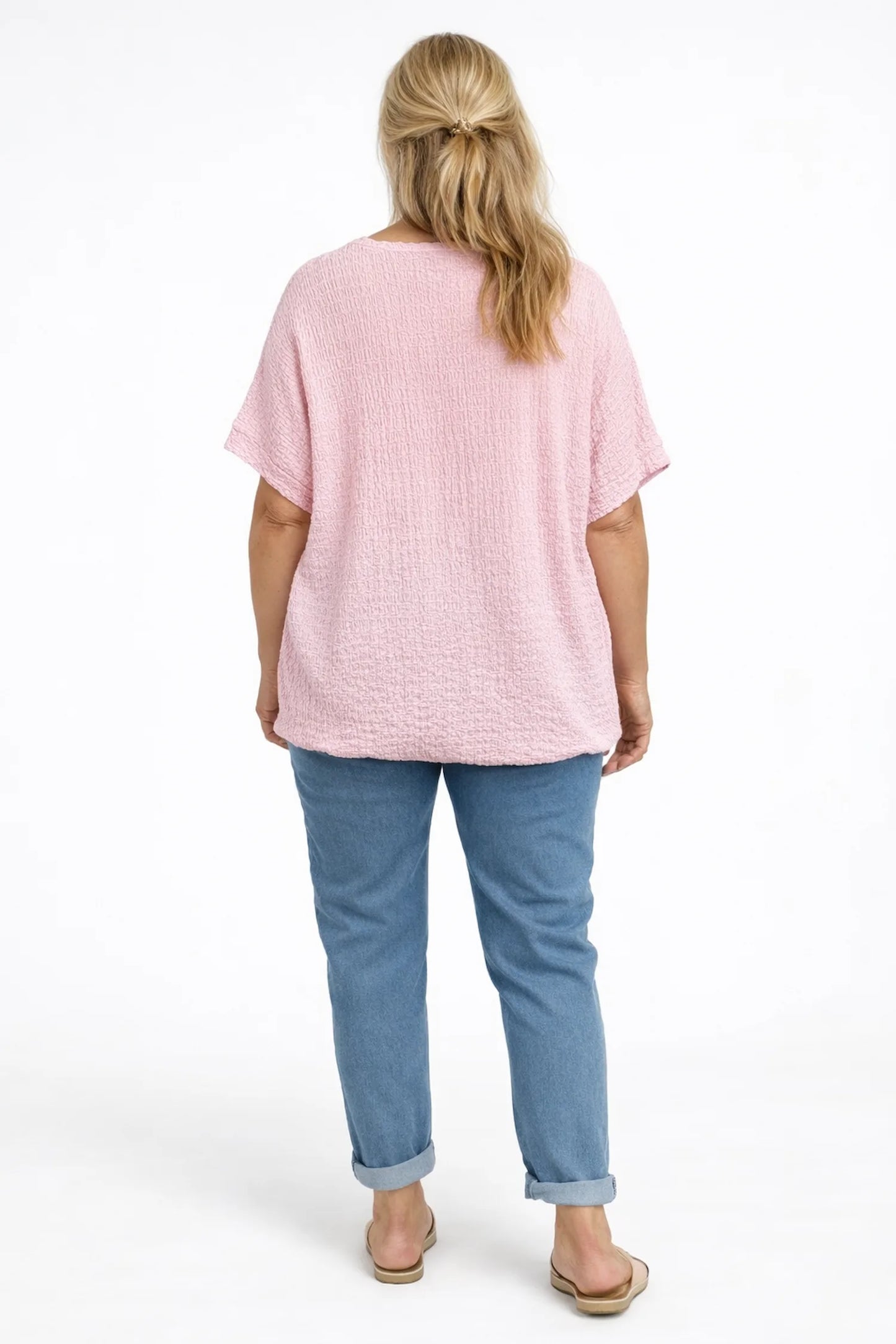 Textured Eliza Necklace Top - Baby Pink