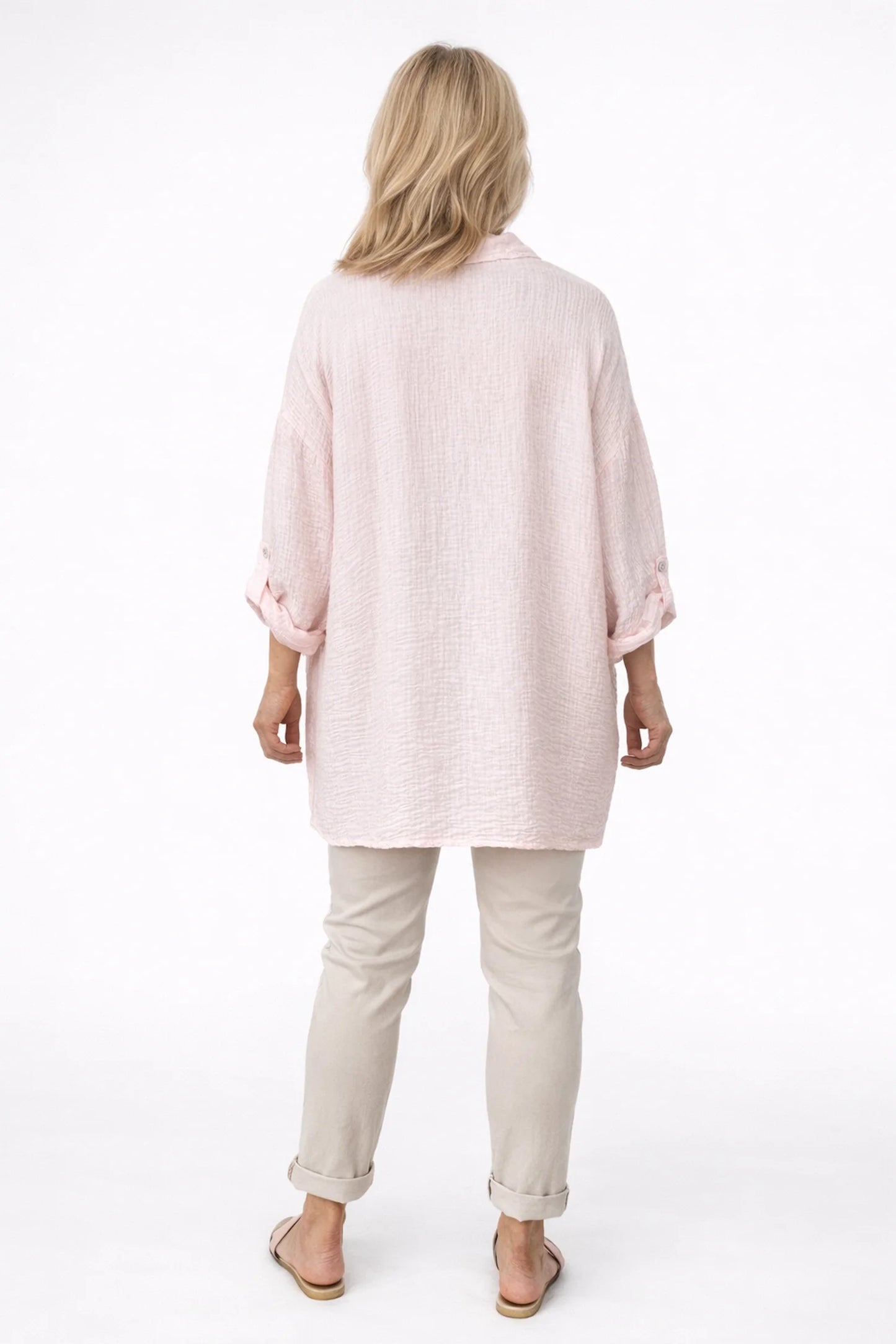 Premium Stitch Button Sleeve Marella Shirt - Baby Pink