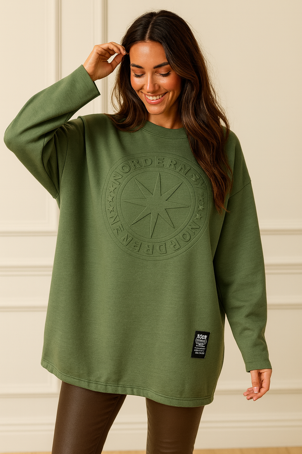 Norderney Badge Detail Sweatshirt - Khaki