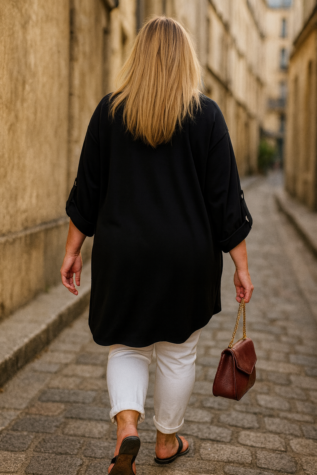 Pure Cotton Pocket Detail Button Sleeve Sari Top - Black