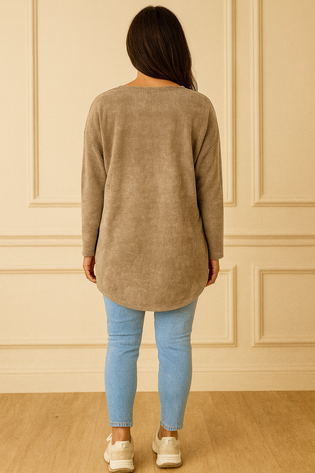 Mari Chenille Necklace Top - Mocha