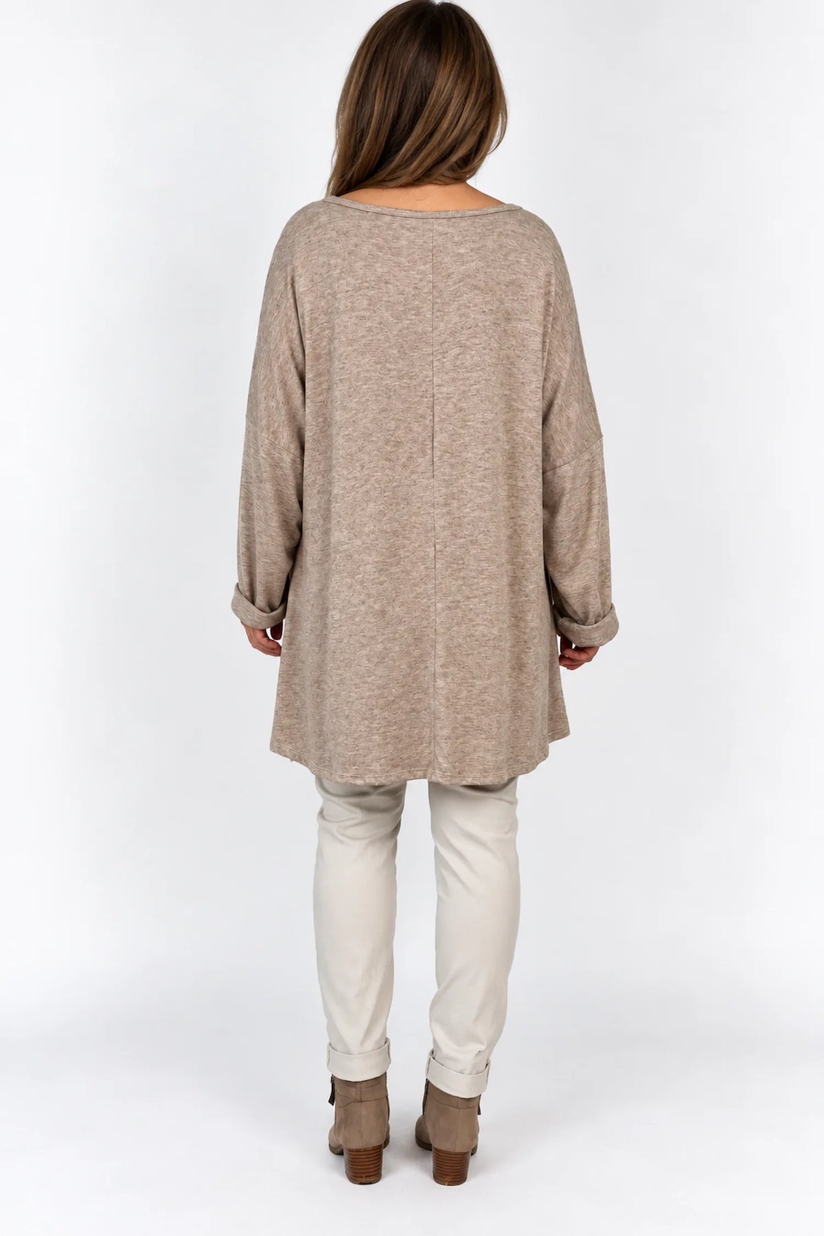 Fine Knit Como Necklace Top - Fleck Mocha